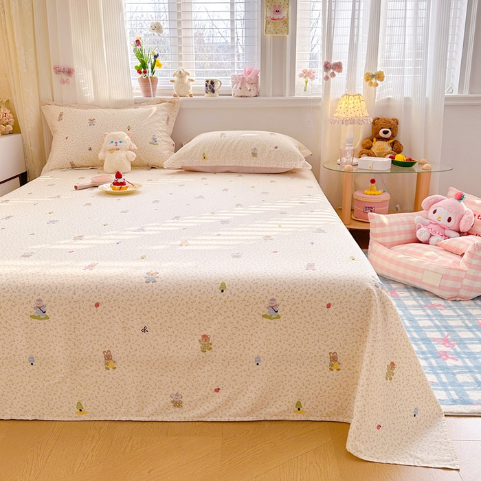 91家纺网 家纺一手货源 找家纺 绵庭家纺 2026新款全棉印花四件套 云朵小森林