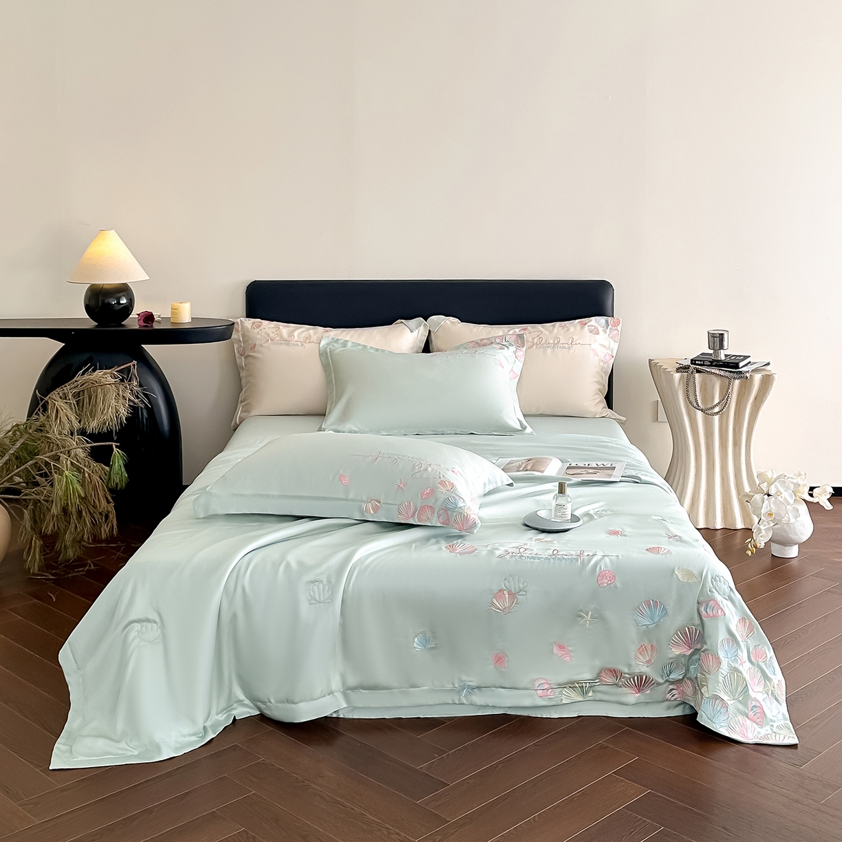 91家纺网 家纺一手货源 找家纺 置顶家纺 2026新款水洗天丝夏被四件套-海洋之星 海洋之星-繁星蓝