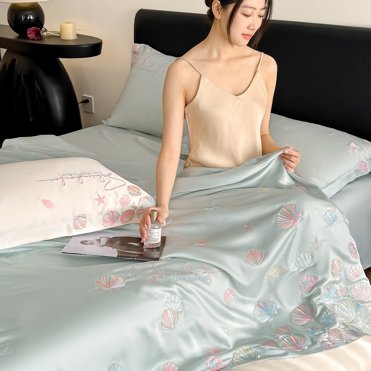 91家纺网 家纺一手货源 找家纺 置顶家纺 2026新款水洗天丝夏被四件套-海洋之星 海洋之星-繁星蓝