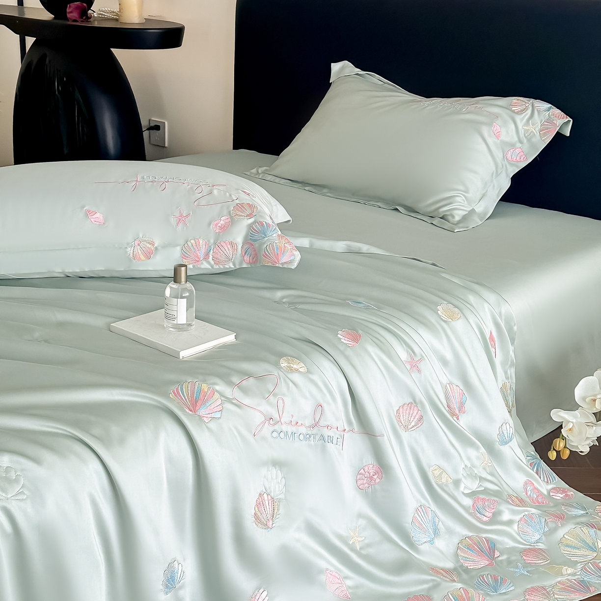 91家纺网 家纺一手货源 找家纺 置顶家纺 2026新款水洗天丝夏被四件套-海洋之星 海洋之星-繁星蓝