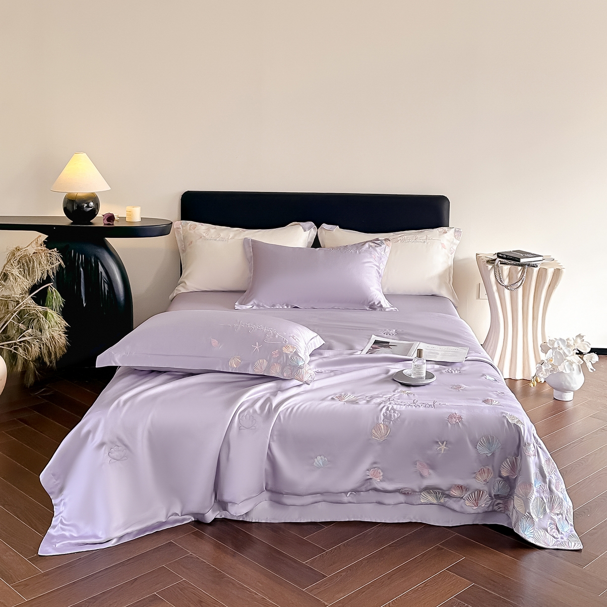 91家纺网 家纺一手货源 找家纺 置顶家纺 2026新款水洗天丝夏被四件套-海洋之星 海洋之星-香芋紫