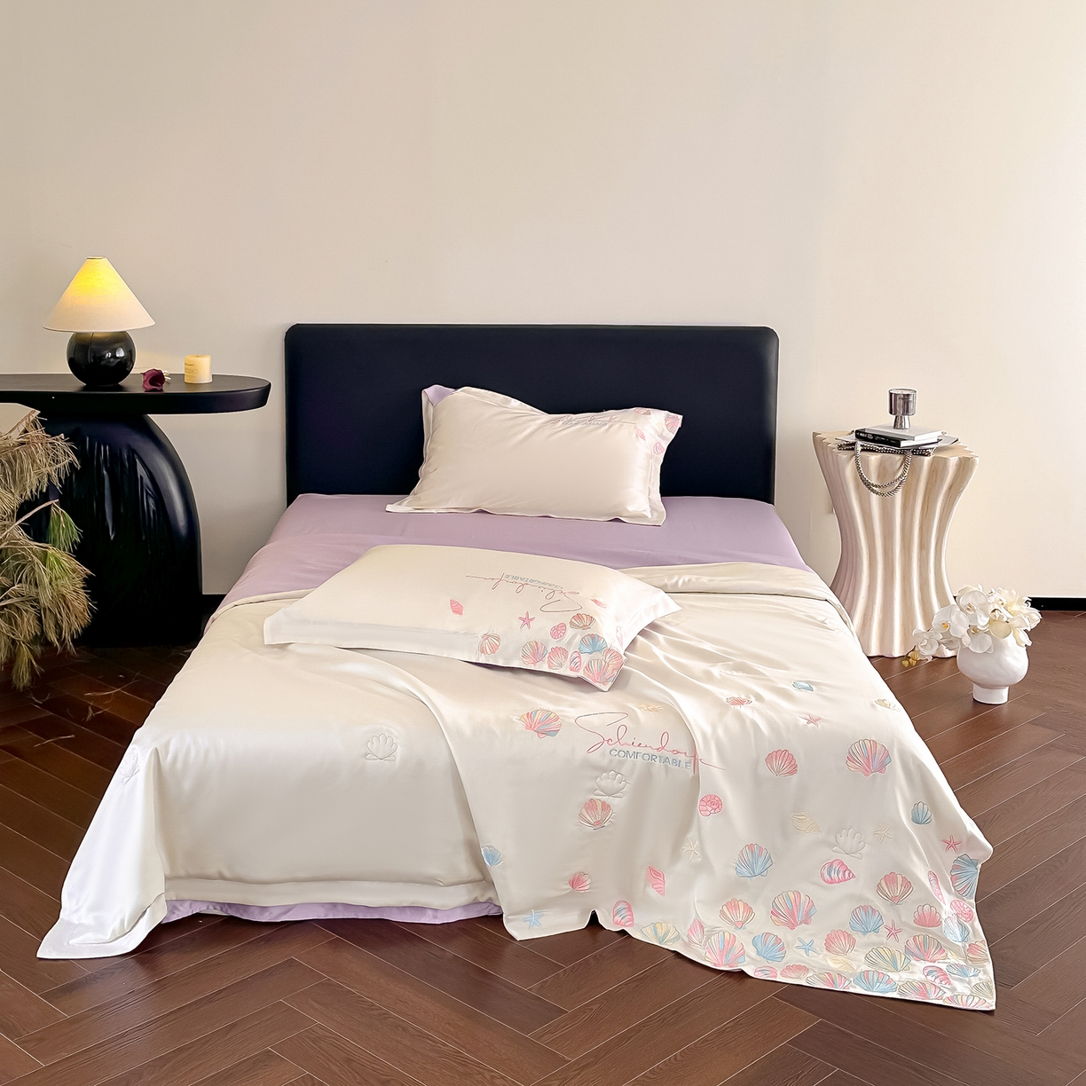 91家纺网 家纺一手货源 找家纺 置顶家纺 2026新款水洗天丝夏被四件套-海洋之星 海洋之星-白+香芋紫