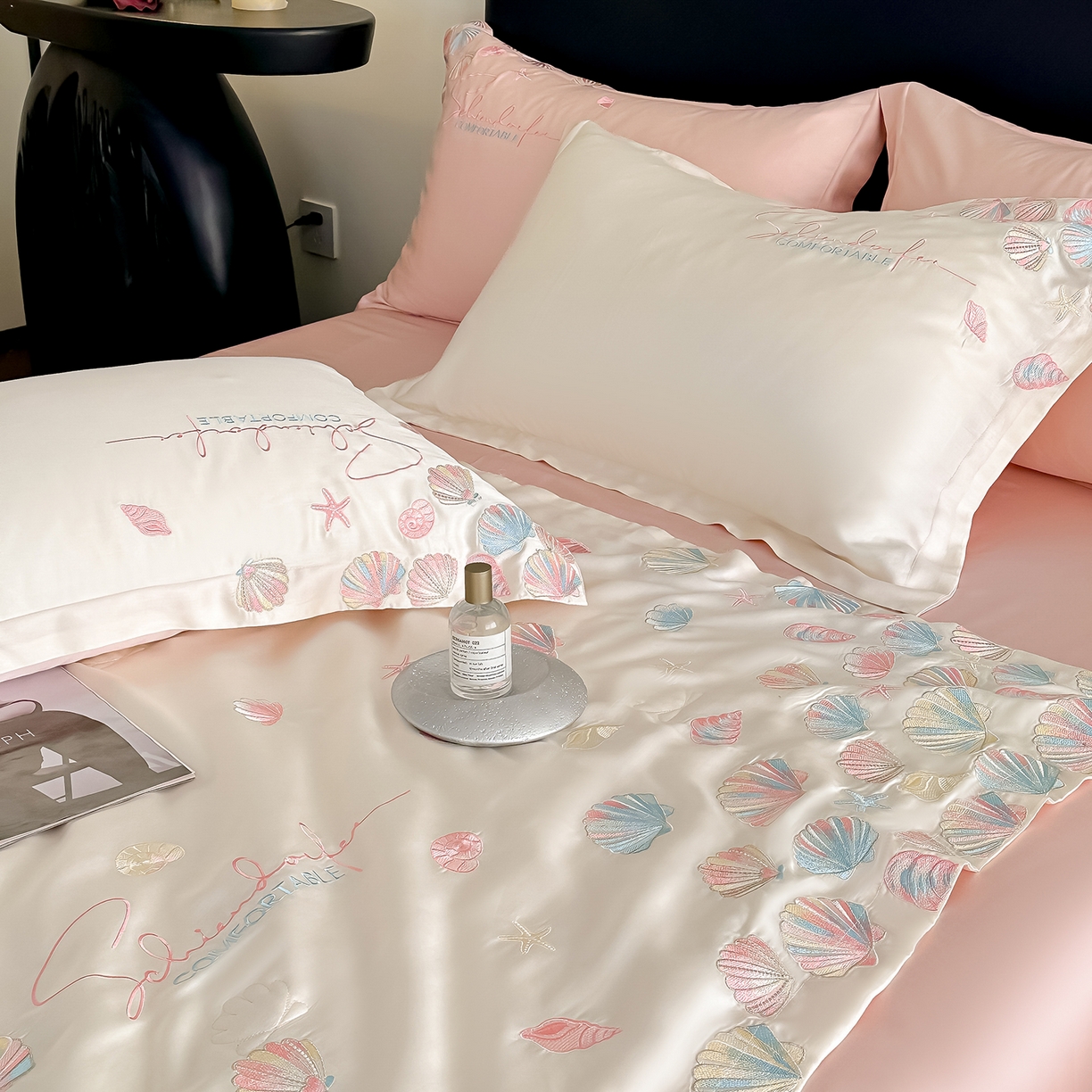 91家纺网 家纺一手货源 找家纺 置顶家纺 2026新款水洗天丝夏被四件套-海洋之星 海洋之星-白+粉