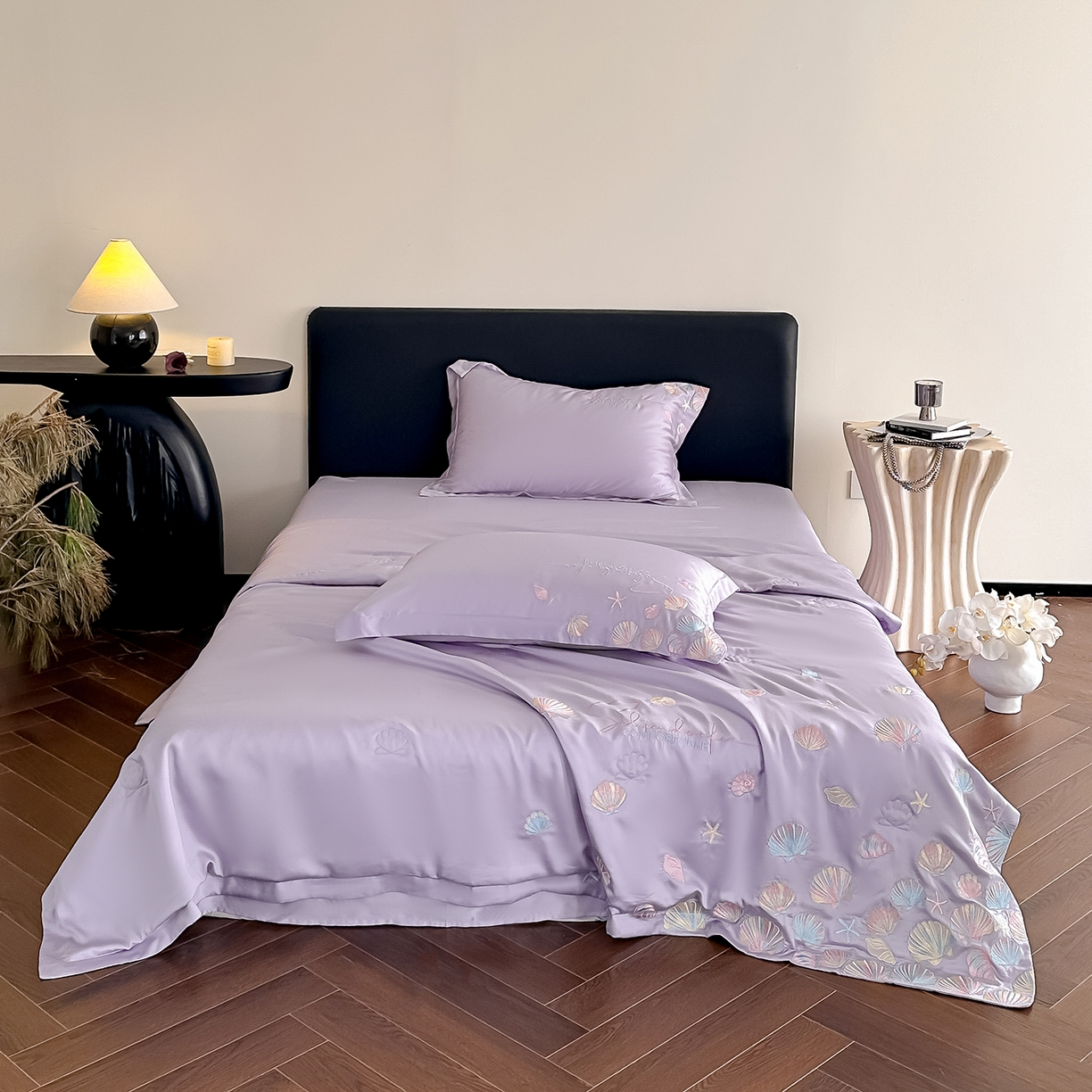 91家纺网 家纺一手货源 找家纺 置顶家纺 2026新款水洗天丝夏被四件套-海洋之星 海洋之星-香芋紫