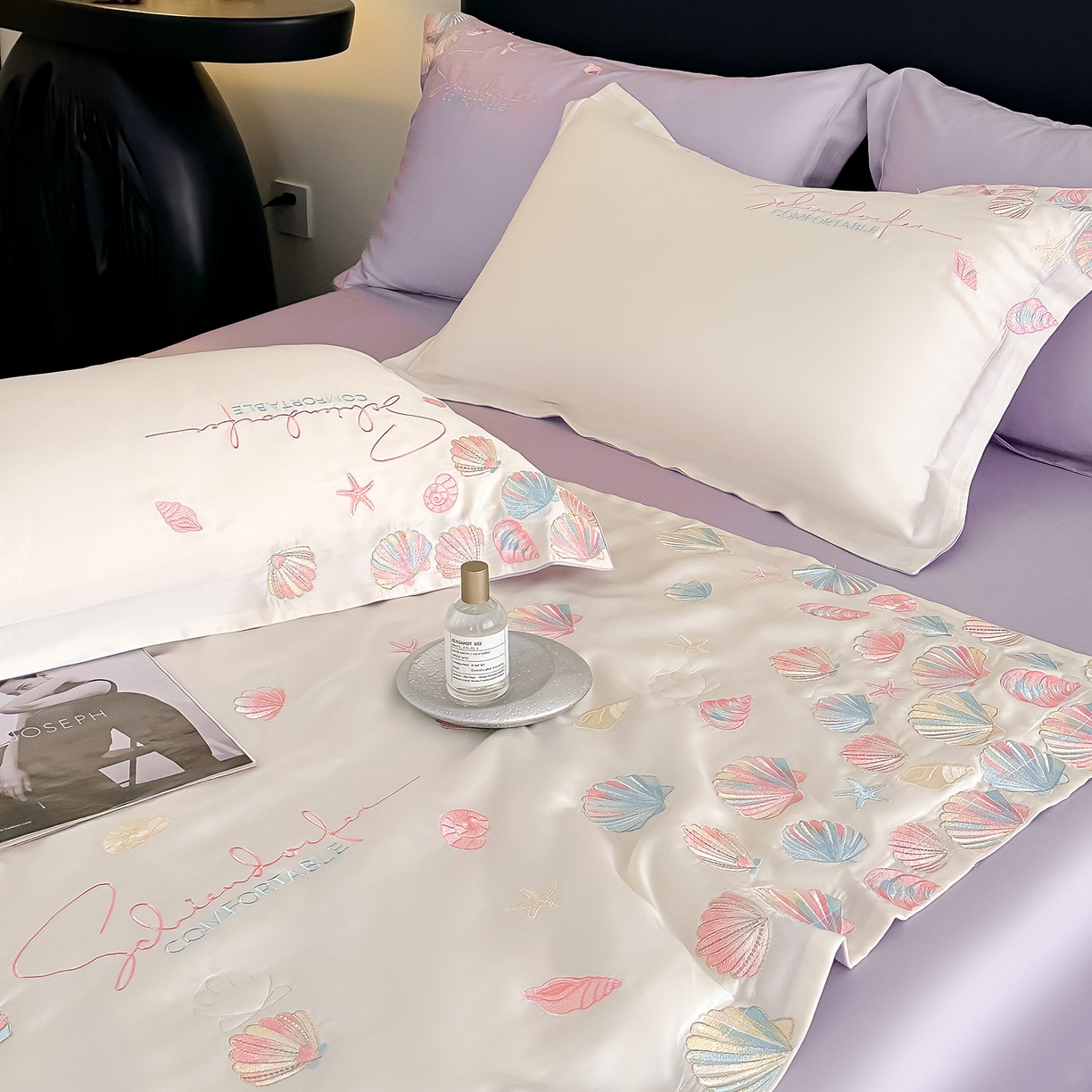 91家纺网 家纺一手货源 找家纺 置顶家纺 2026新款水洗天丝夏被四件套-海洋之星 海洋之星-白+香芋紫