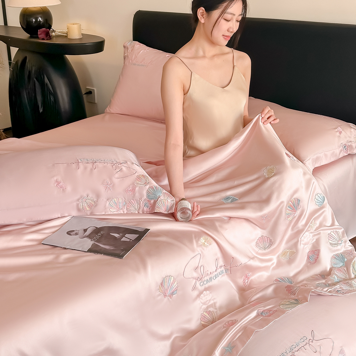 91家纺网 家纺一手货源 找家纺 置顶家纺 2026新款水洗天丝夏被四件套-海洋之星 海洋之星-粉