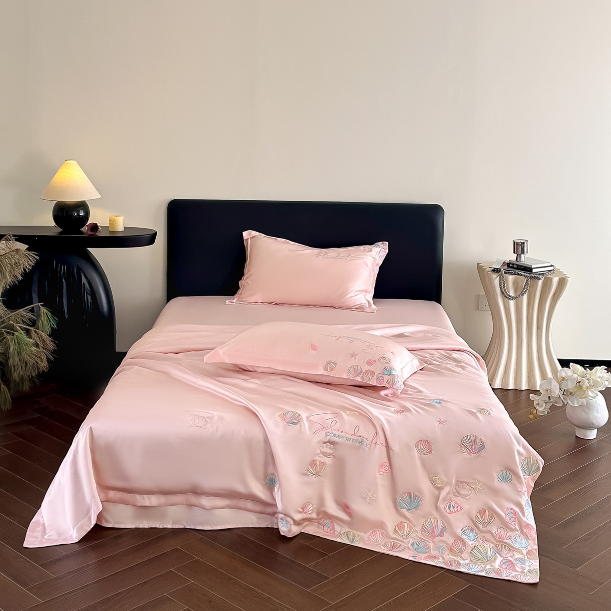 91家纺网 家纺一手货源 找家纺 置顶家纺 2026新款水洗天丝夏被四件套-海洋之星 海洋之星-粉