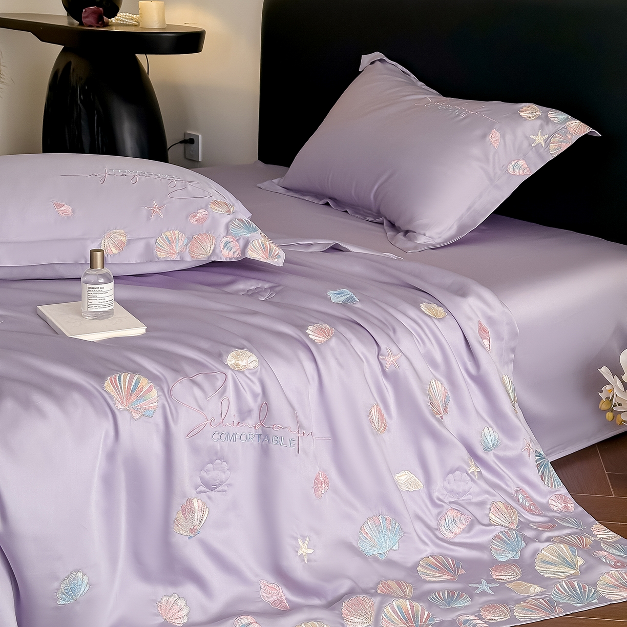 91家纺网 家纺一手货源 找家纺 置顶家纺 2026新款水洗天丝夏被四件套-海洋之星 海洋之星-香芋紫