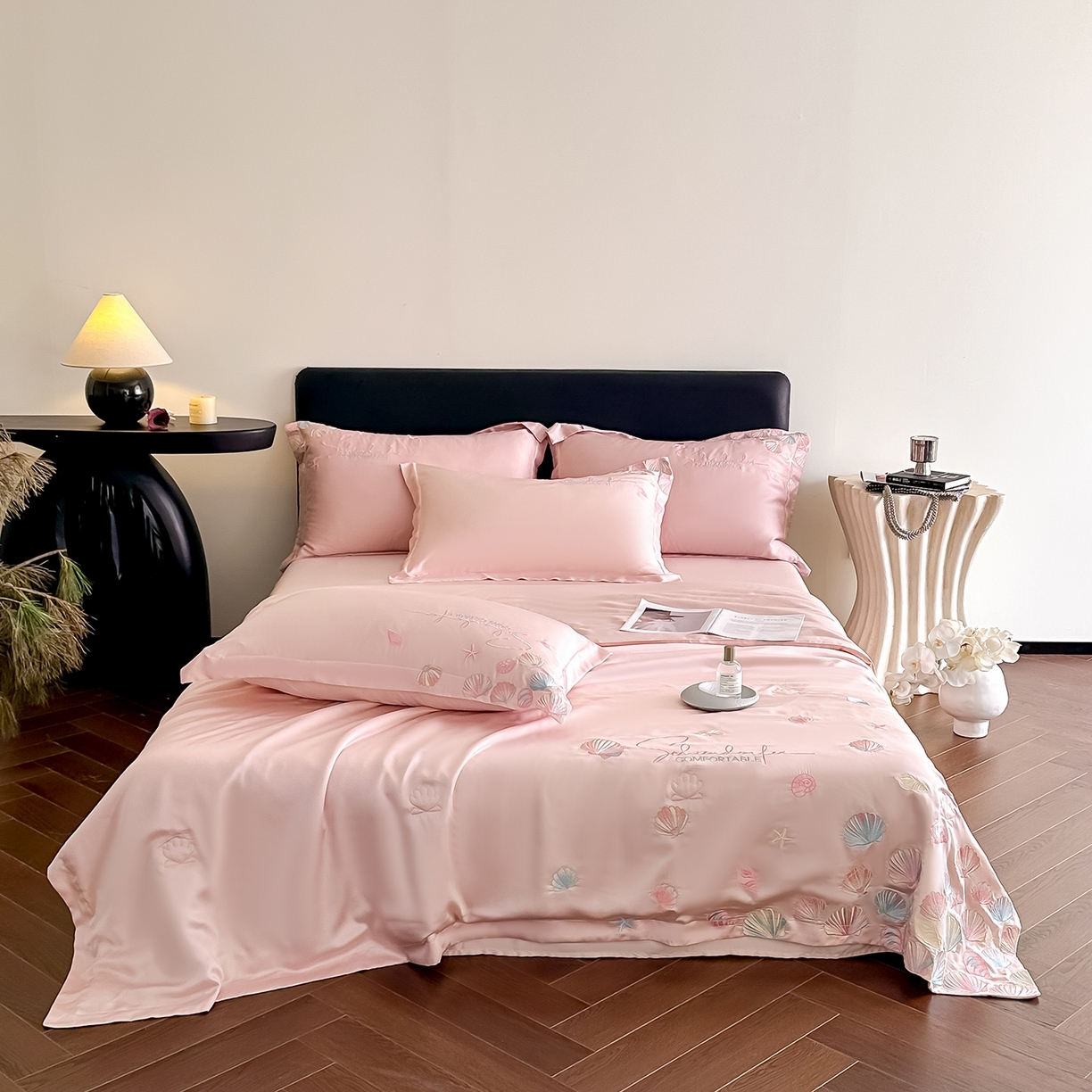 91家纺网 家纺一手货源 找家纺 置顶家纺 2026新款水洗天丝夏被四件套-海洋之星 海洋之星-粉