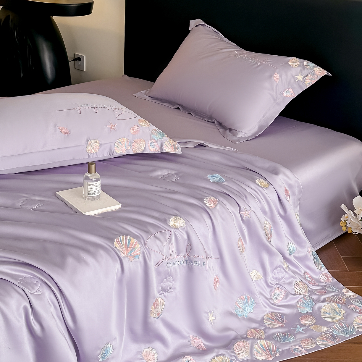 91家纺网 家纺一手货源 找家纺 置顶家纺 2026新款水洗天丝夏被四件套-海洋之星 海洋之星-香芋紫