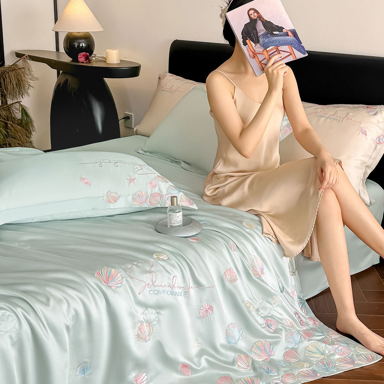 91家纺网 家纺一手货源 找家纺 置顶家纺 2026新款水洗天丝夏被四件套-海洋之星 海洋之星-繁星蓝