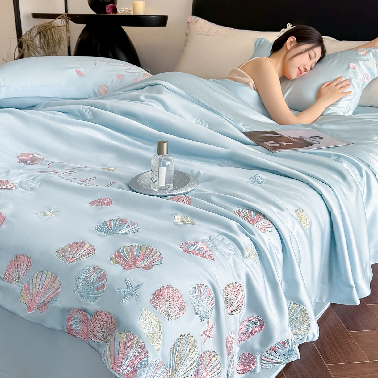 置顶家纺 2026新款水洗天丝夏被四件套-海洋之星 海洋之星-天蓝