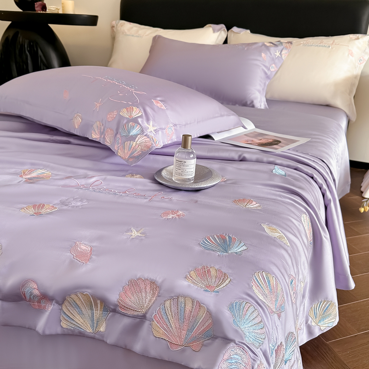 91家纺网 家纺一手货源 找家纺 置顶家纺 2026新款水洗天丝夏被四件套-海洋之星 海洋之星-香芋紫