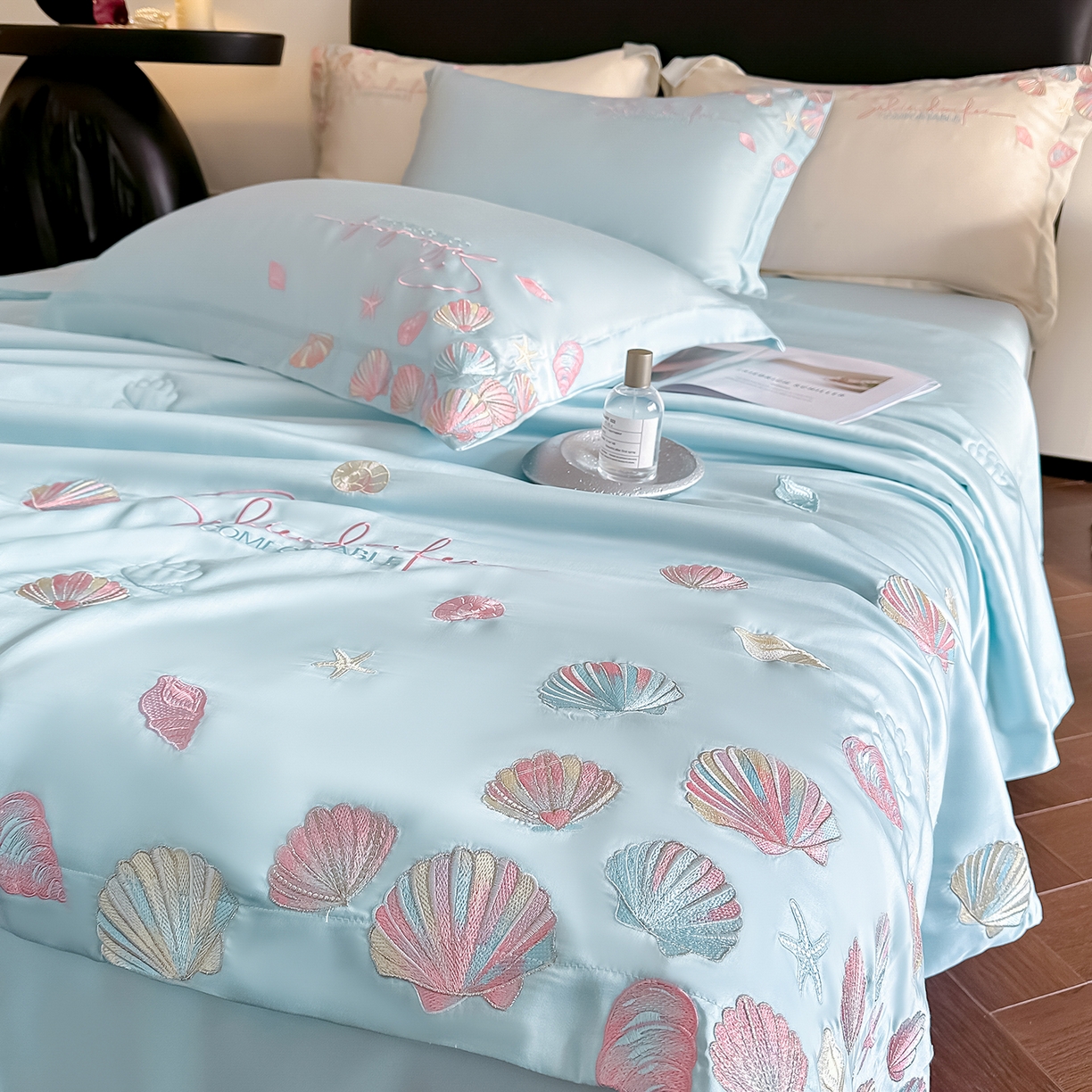 91家纺网 家纺一手货源 找家纺 置顶家纺 2026新款水洗天丝夏被四件套-海洋之星 海洋之星-天蓝