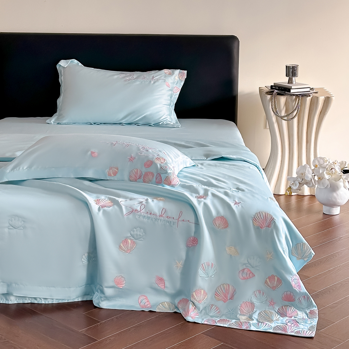 91家纺网 家纺一手货源 找家纺 置顶家纺 2026新款水洗天丝夏被四件套-海洋之星 海洋之星-天蓝