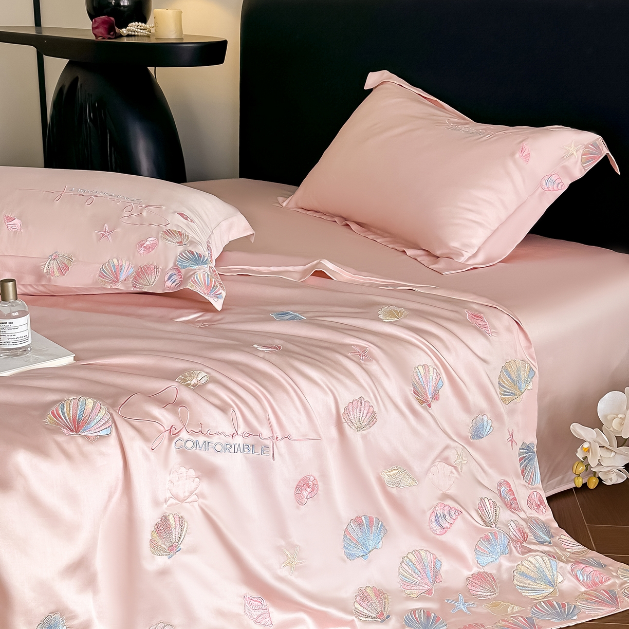 91家纺网 家纺一手货源 找家纺 置顶家纺 2026新款水洗天丝夏被四件套-海洋之星 海洋之星-粉