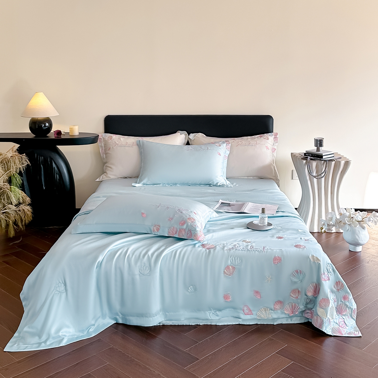 91家纺网 家纺一手货源 找家纺 置顶家纺 2026新款水洗天丝夏被四件套-海洋之星 海洋之星-天蓝