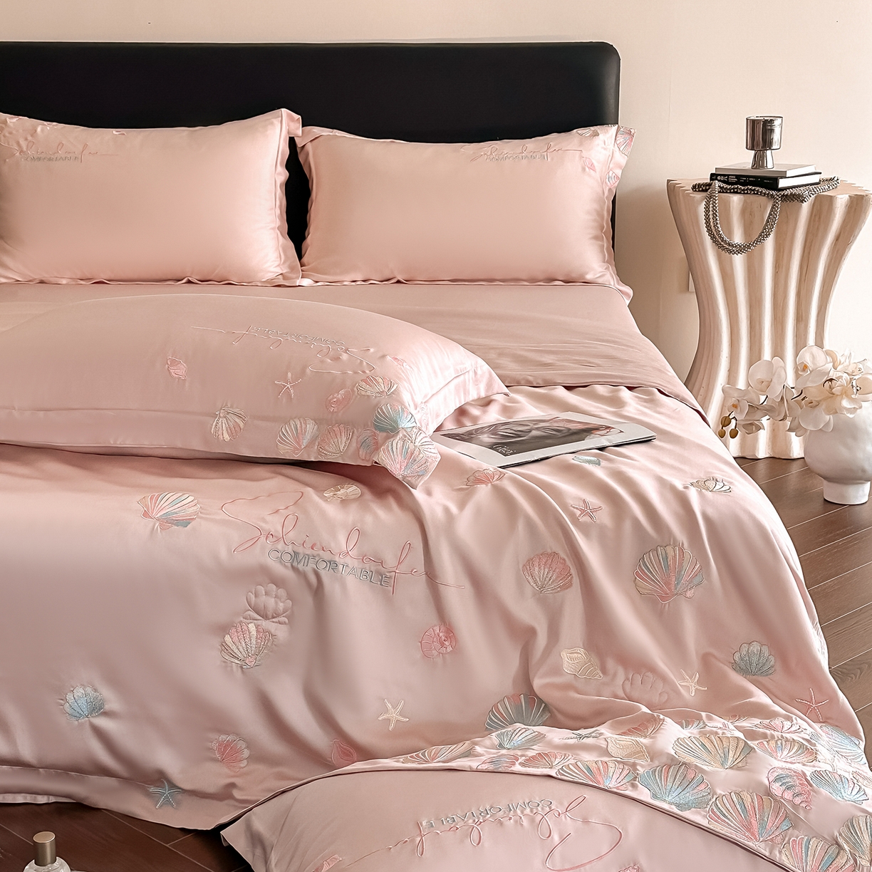 91家纺网 家纺一手货源 找家纺 置顶家纺 2026新款水洗天丝夏被四件套-海洋之星 海洋之星-浅豆紫