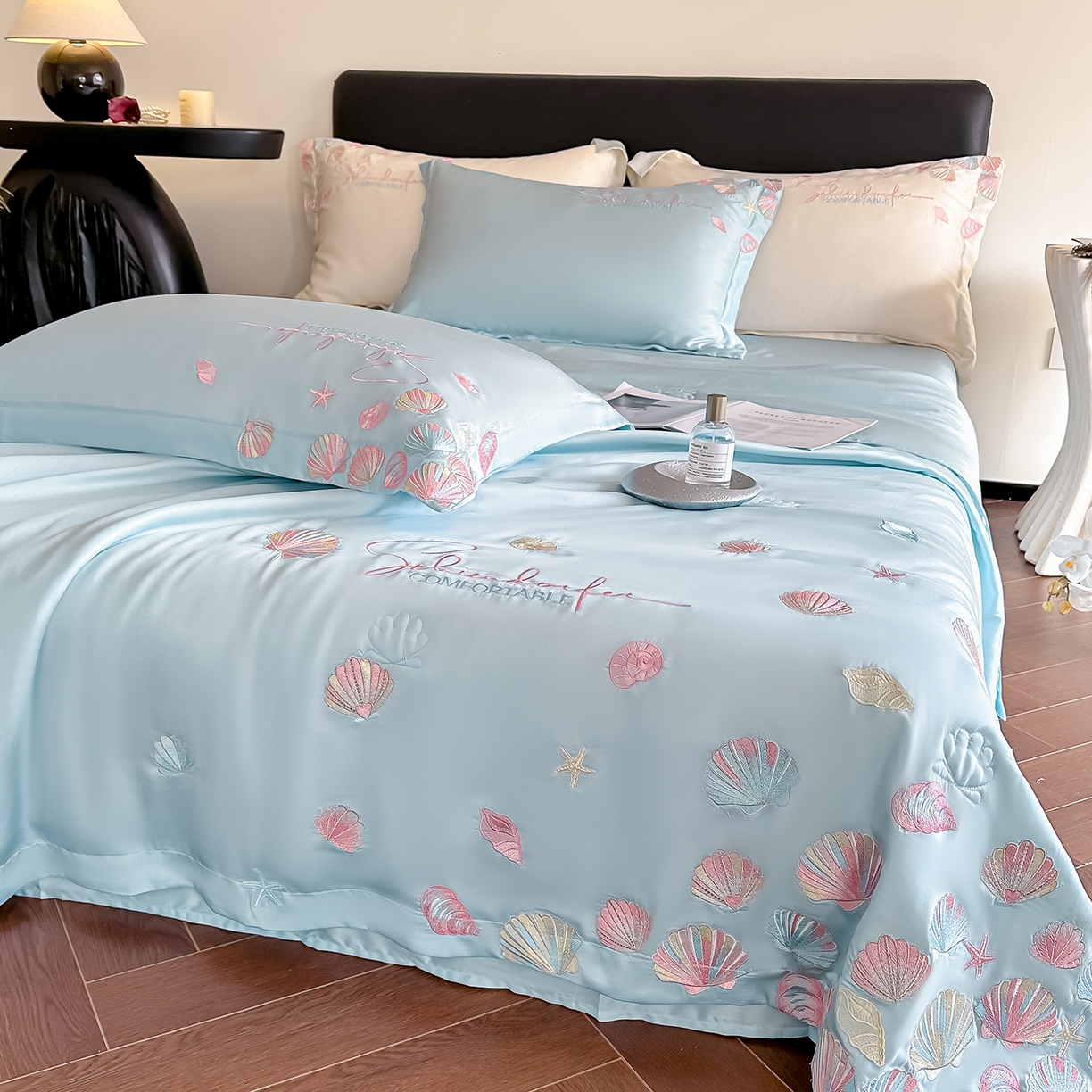 91家纺网 家纺一手货源 找家纺 置顶家纺 2026新款水洗天丝夏被四件套-海洋之星 海洋之星-天蓝