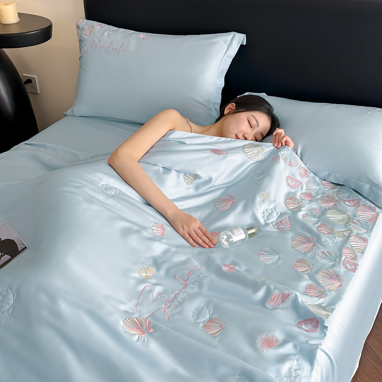 91家纺网 家纺一手货源 找家纺 置顶家纺 2026新款水洗天丝夏被四件套-海洋之星 海洋之星-天蓝