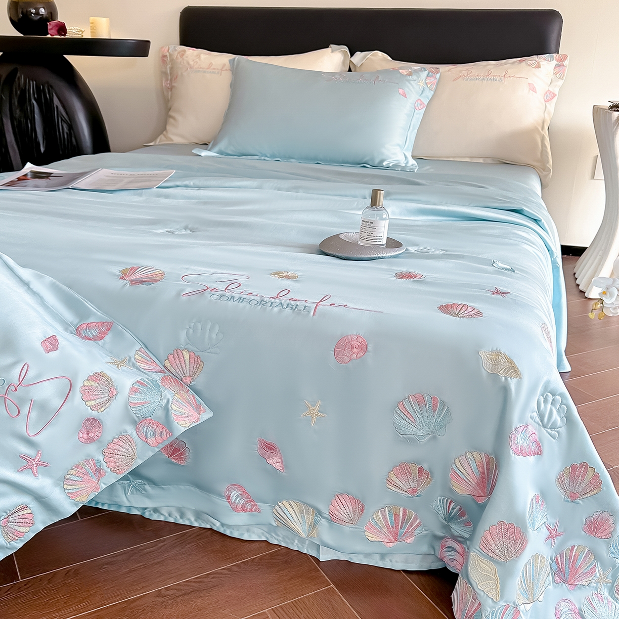 91家纺网 家纺一手货源 找家纺 置顶家纺 2026新款水洗天丝夏被四件套-海洋之星 海洋之星-天蓝