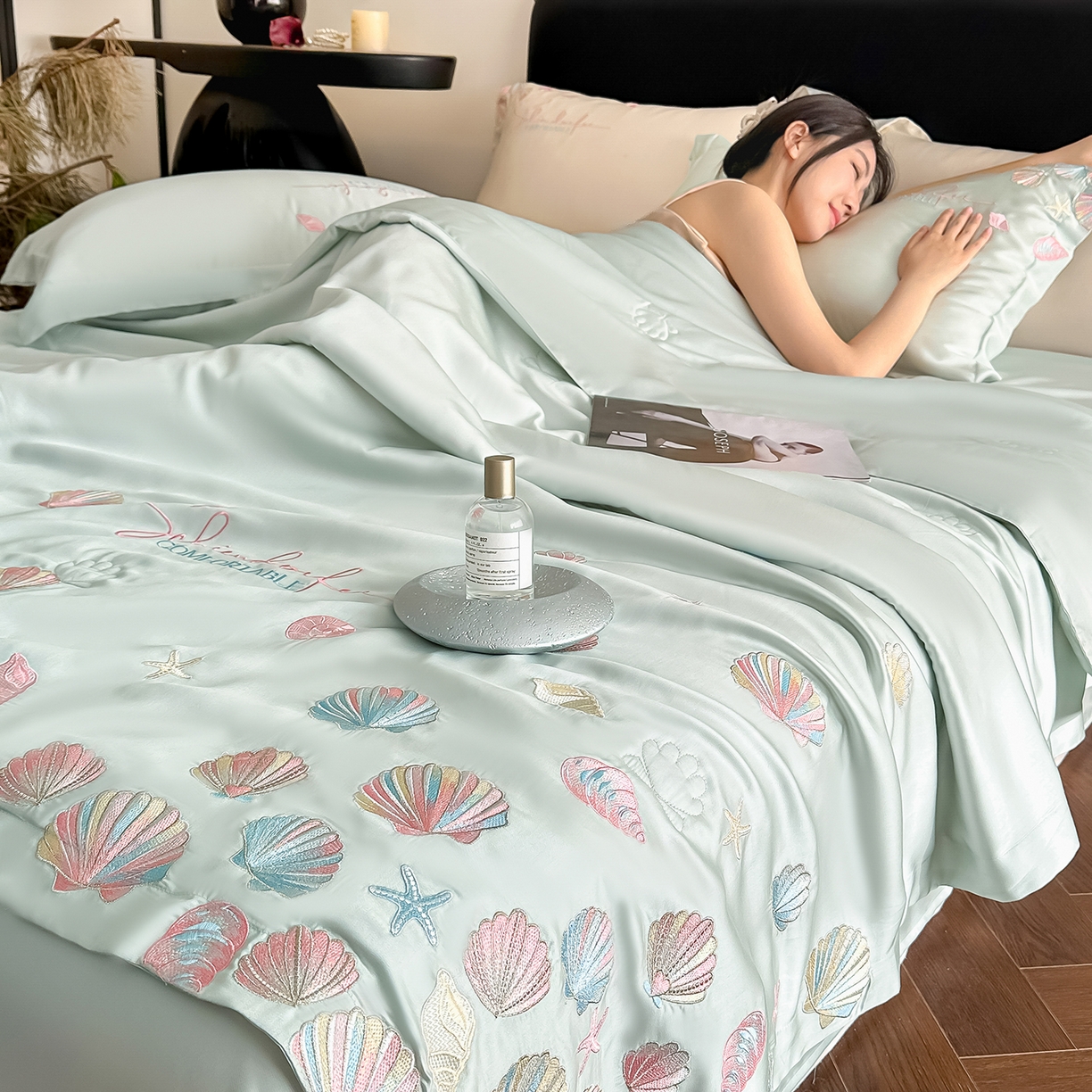 91家纺网 家纺一手货源 找家纺 置顶家纺 2026新款水洗天丝夏被四件套-海洋之星 海洋之星-繁星蓝