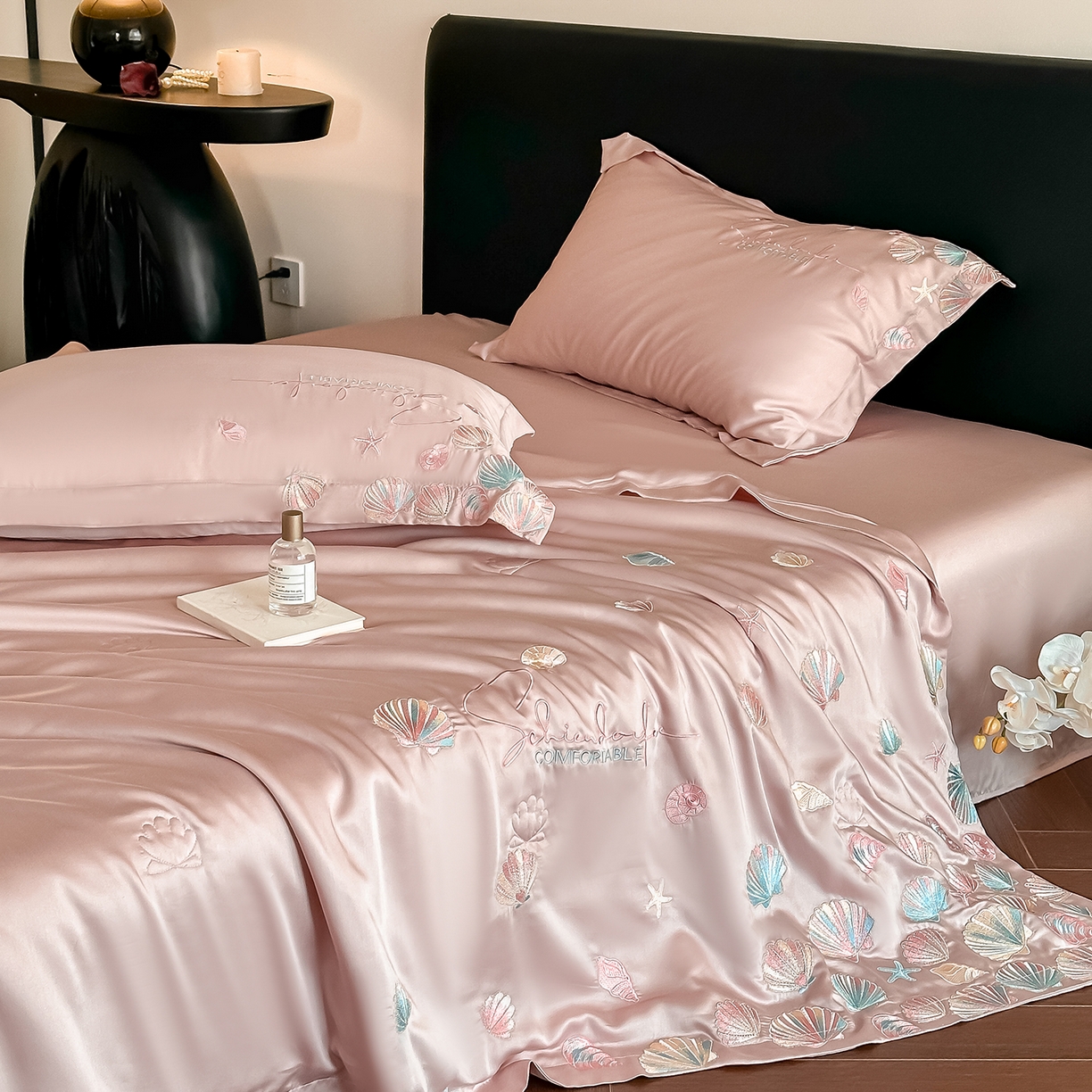 91家纺网 家纺一手货源 找家纺 置顶家纺 2026新款水洗天丝夏被四件套-海洋之星 海洋之星-浅豆紫