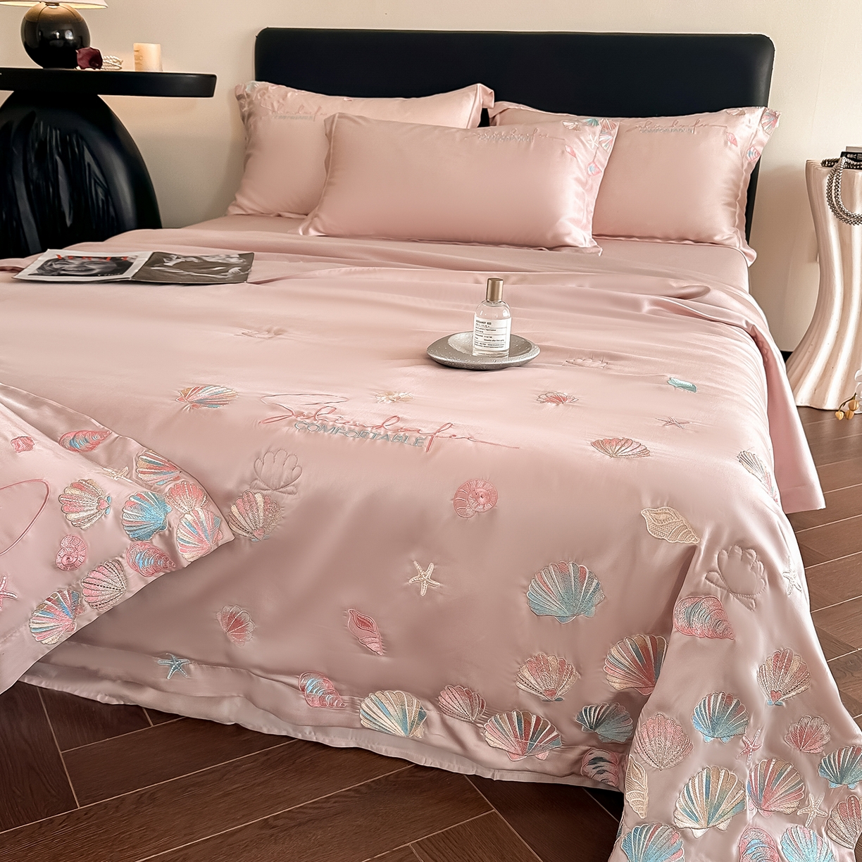 91家纺网 家纺一手货源 找家纺 置顶家纺 2026新款水洗天丝夏被四件套-海洋之星 海洋之星-浅豆紫