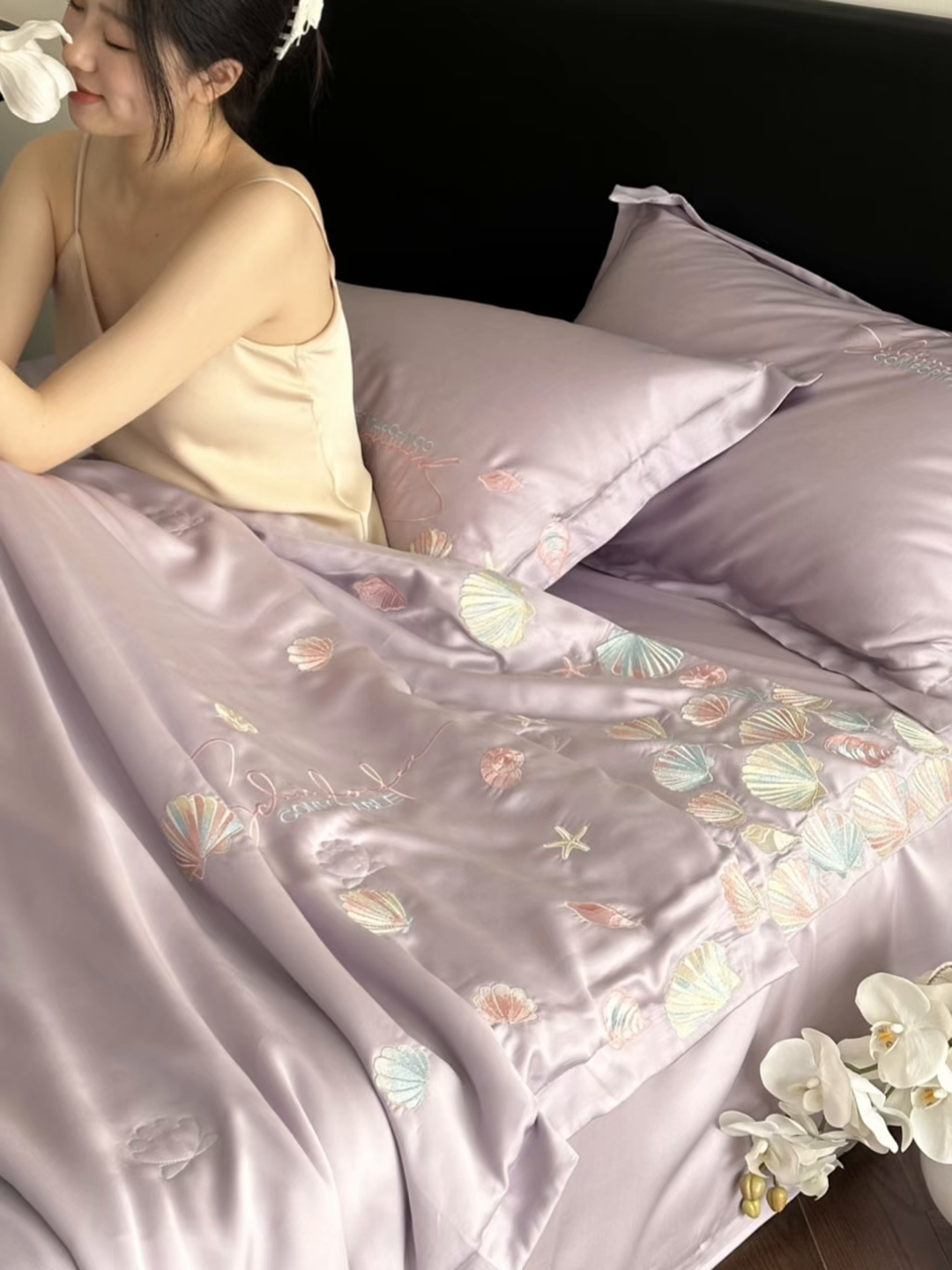 91家纺网 家纺一手货源 找家纺 置顶家纺 2026新款水洗天丝夏被四件套-海洋之星 海洋之星-香芋紫