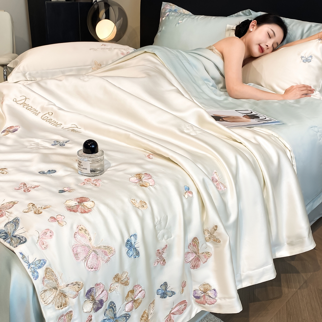 91家纺网 家纺一手货源 找家纺 （总）置顶家纺 2026新款水洗天丝夏被四件套-花不尽