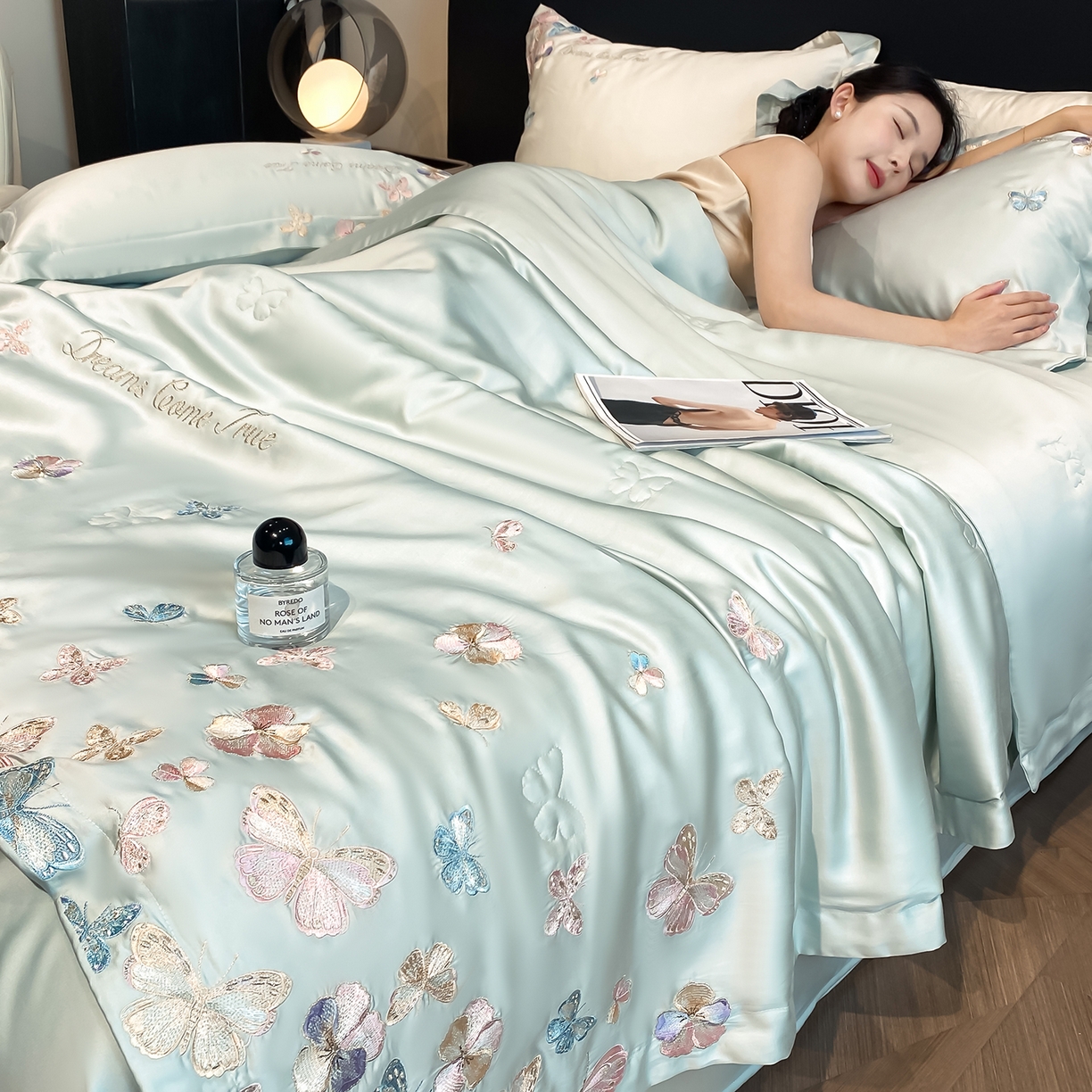 91家纺网 家纺一手货源 找家纺 （总）置顶家纺 2026新款水洗天丝夏被四件套-花不尽