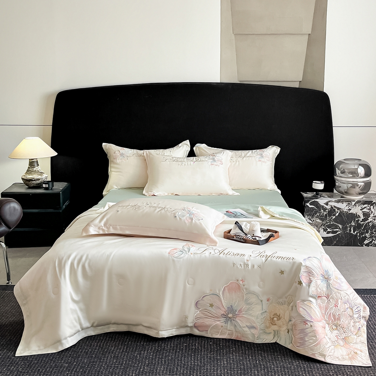 91家纺网 家纺一手货源 找家纺 （总）置顶家纺 2026新款水洗天丝夏被四件套-花汐子