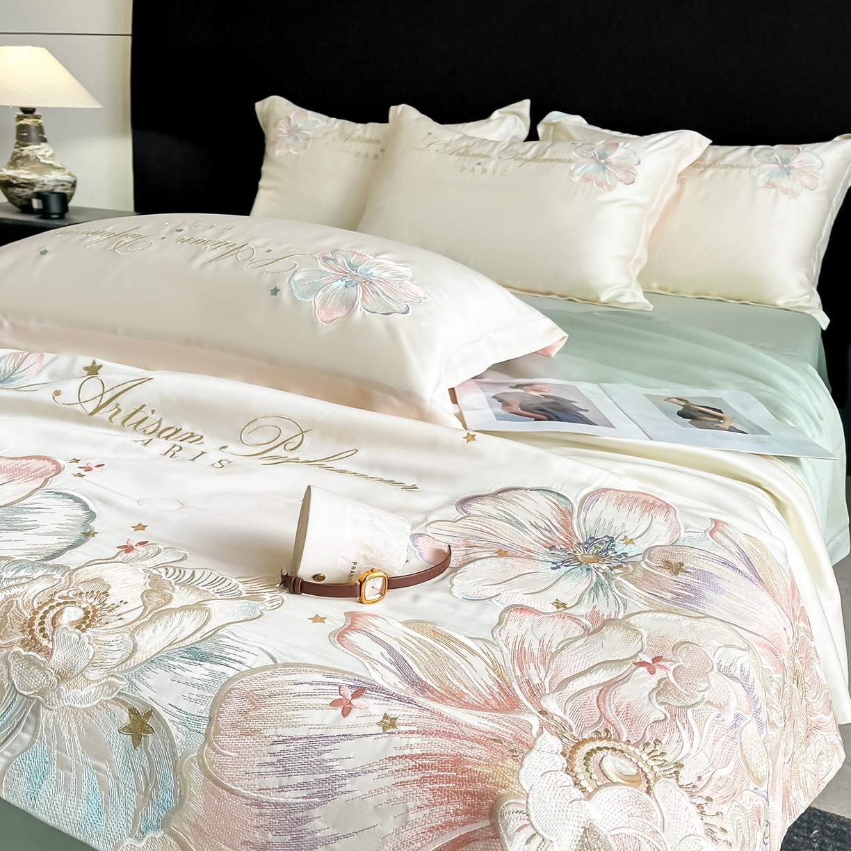 91家纺网 家纺一手货源 找家纺 （总）置顶家纺 2026新款水洗天丝夏被四件套-花汐子