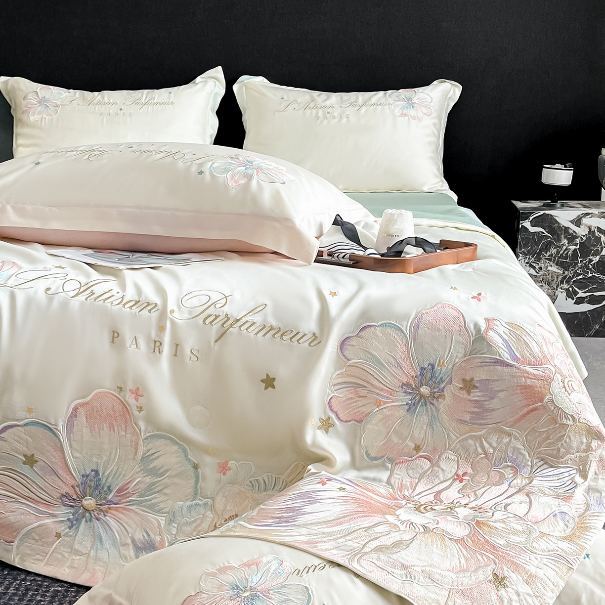 91家纺网 家纺一手货源 找家纺 （总）置顶家纺 2026新款水洗天丝夏被四件套-花汐子