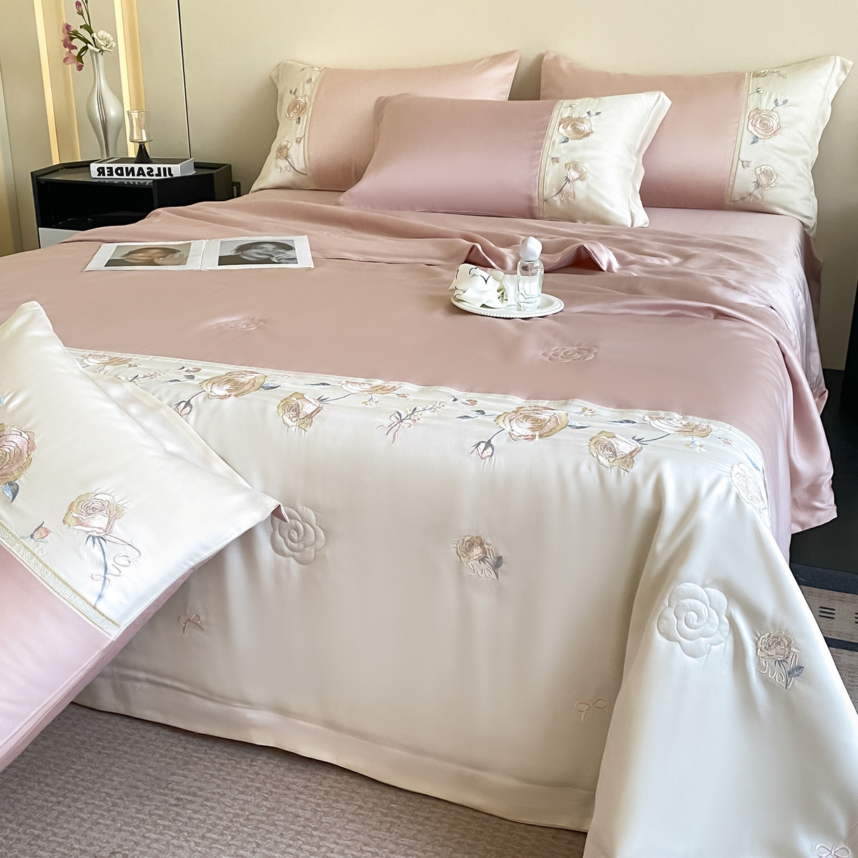 91家纺网 家纺一手货源 找家纺 （总）置顶家纺 2026新款水洗天丝夏被四件套-夏日甜甜