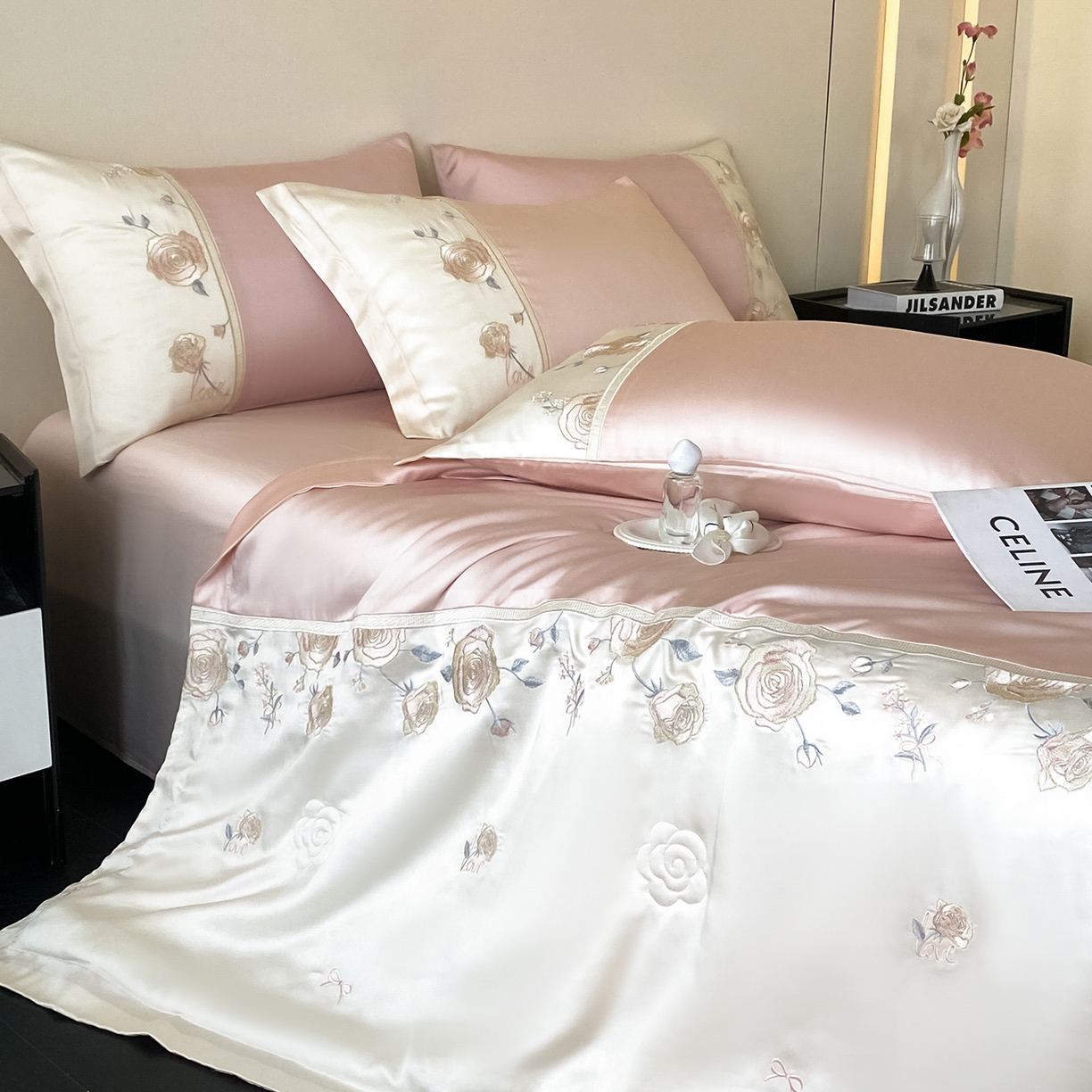 91家纺网 家纺一手货源 找家纺 置顶家纺 2026新款水洗天丝夏被四件套-夏日甜甜 夏日甜甜-粉色