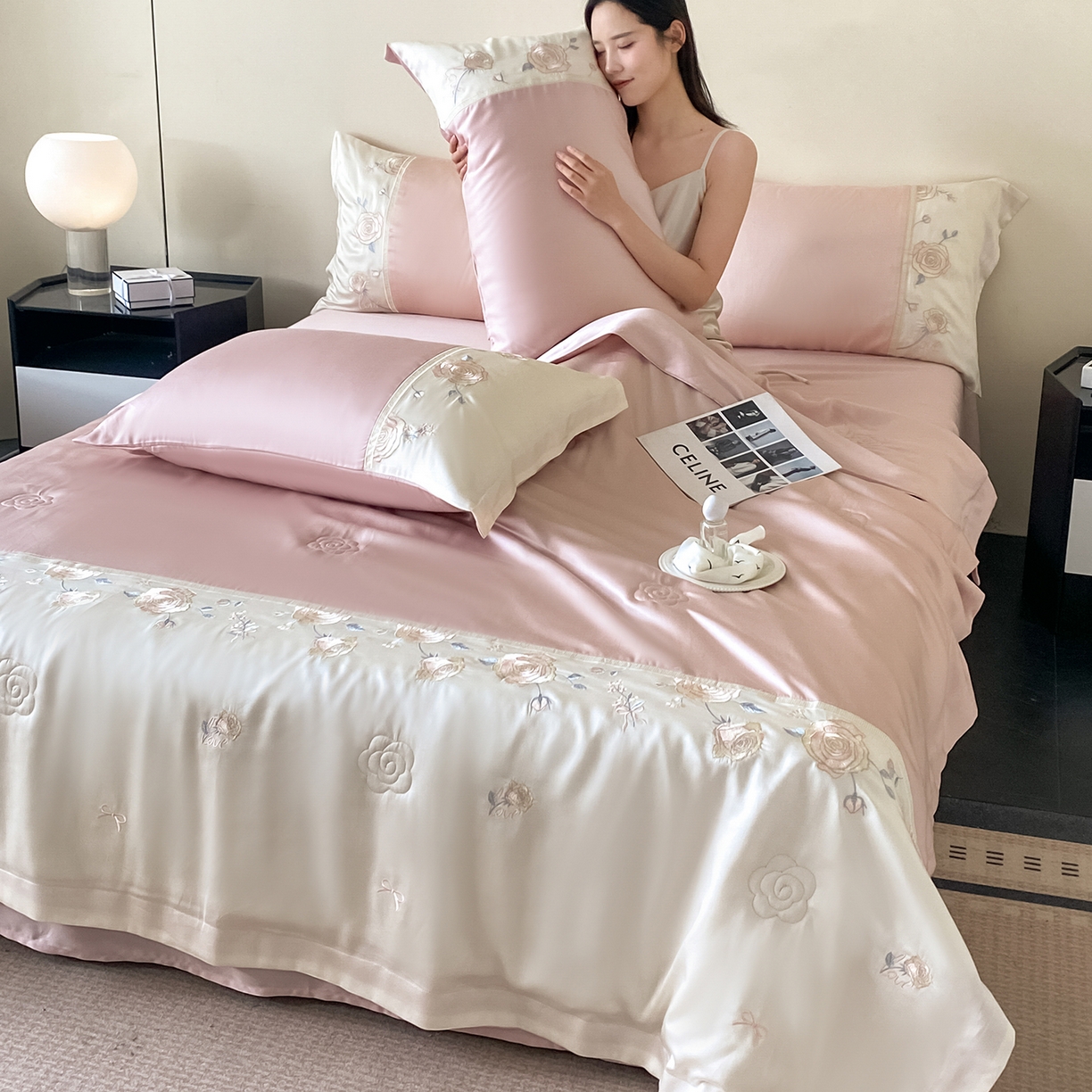 91家纺网 家纺一手货源 找家纺 （总）置顶家纺 2026新款水洗天丝夏被四件套-夏日甜甜