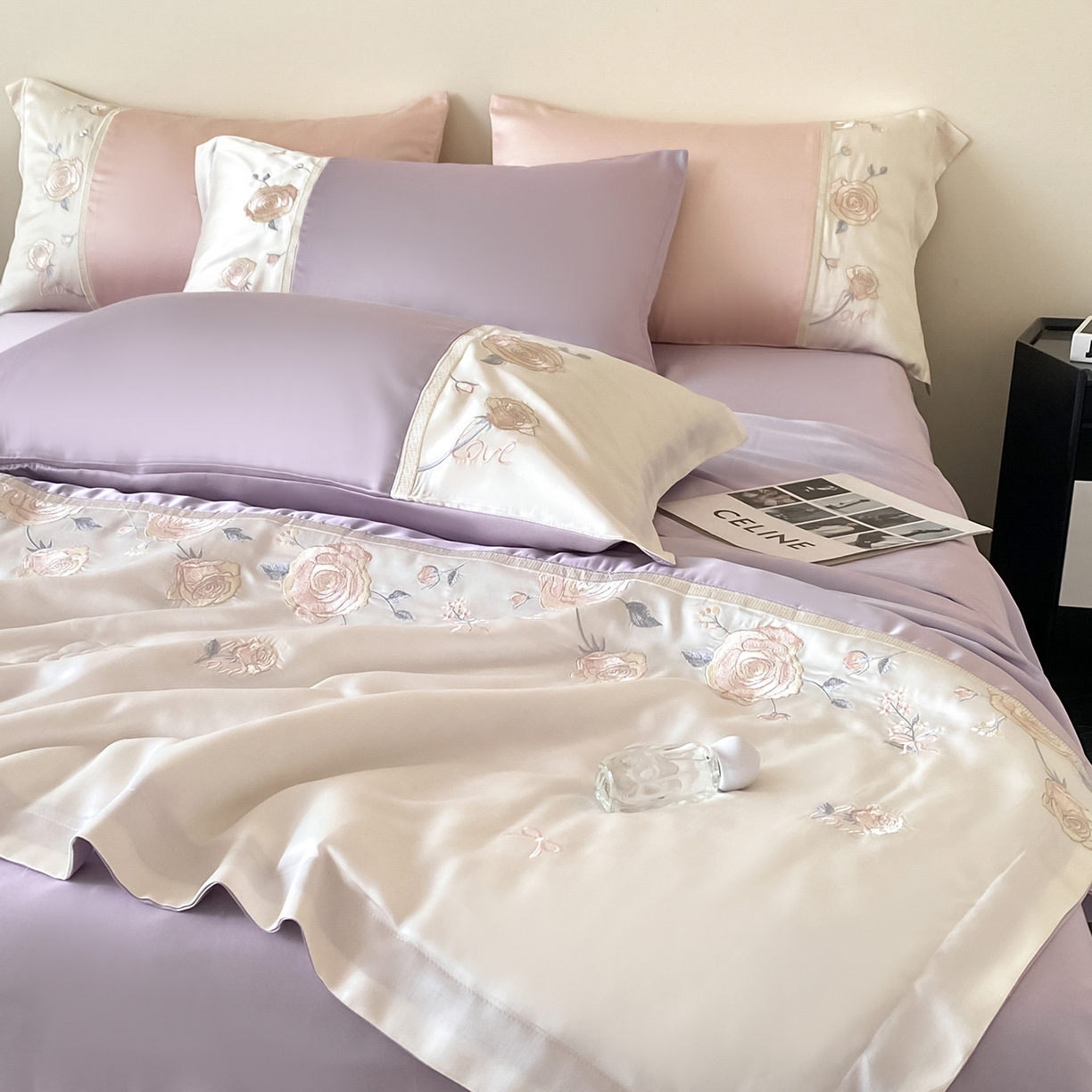 91家纺网 家纺一手货源 找家纺 置顶家纺 2026新款水洗天丝夏被四件套-夏日甜甜 夏日甜甜-香芋紫