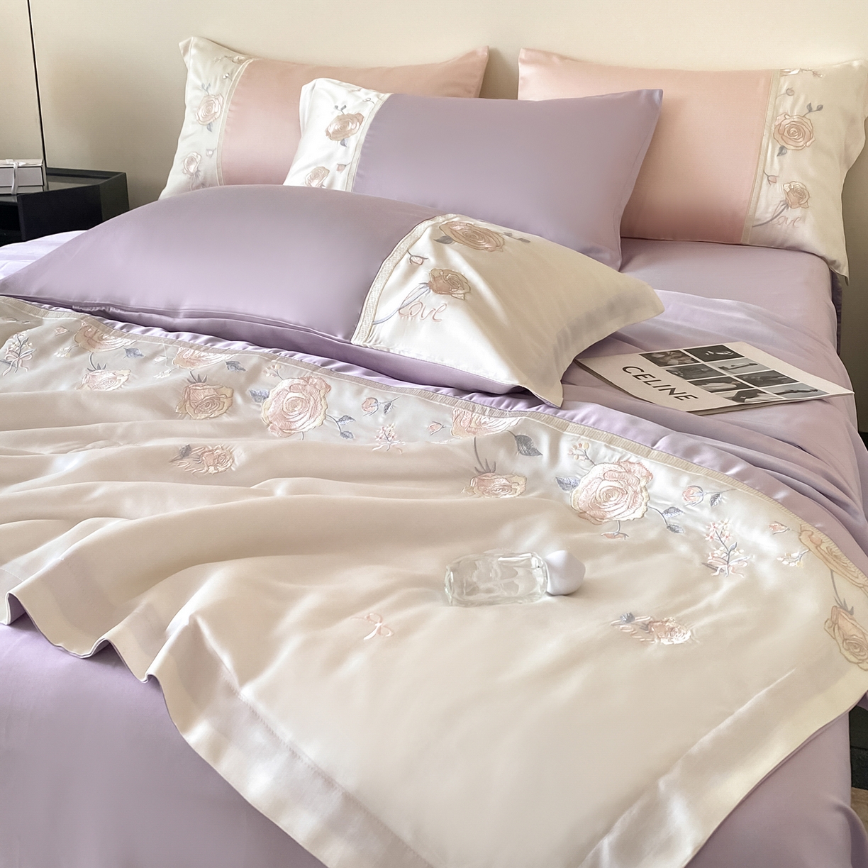 91家纺网 家纺一手货源 找家纺 置顶家纺 2026新款水洗天丝夏被四件套-夏日甜甜 夏日甜甜-香芋紫