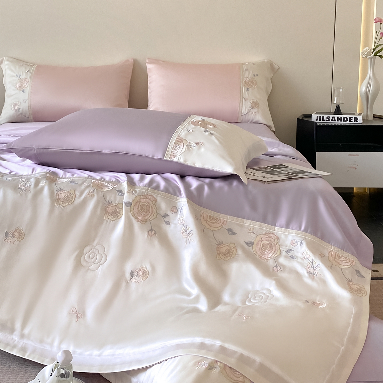 91家纺网 家纺一手货源 找家纺 置顶家纺 2026新款水洗天丝夏被四件套-夏日甜甜 夏日甜甜-香芋紫