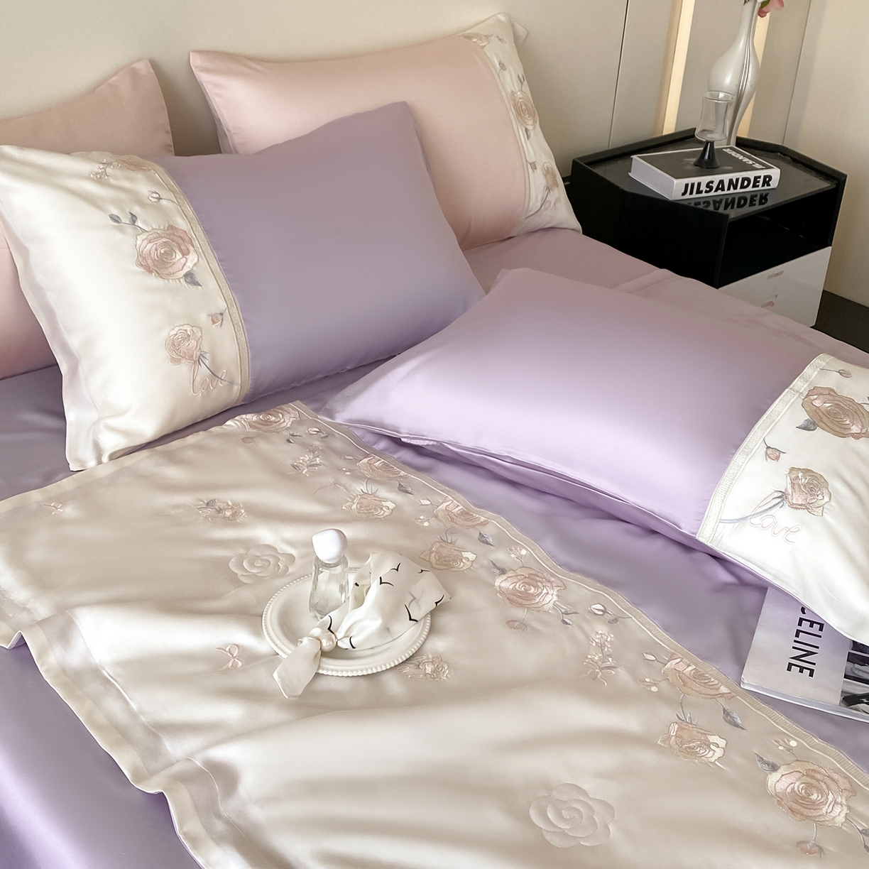 91家纺网 家纺一手货源 找家纺 置顶家纺 2026新款水洗天丝夏被四件套-夏日甜甜 夏日甜甜-香芋紫