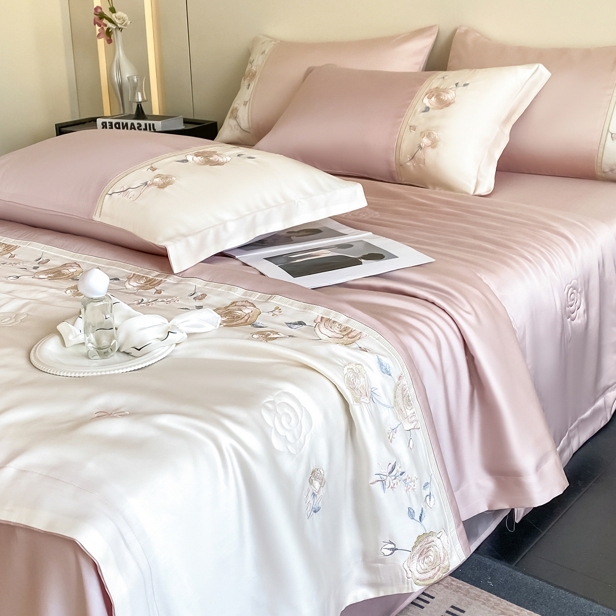 91家纺网 家纺一手货源 找家纺 置顶家纺 2026新款水洗天丝夏被四件套-夏日甜甜 夏日甜甜-豆紫