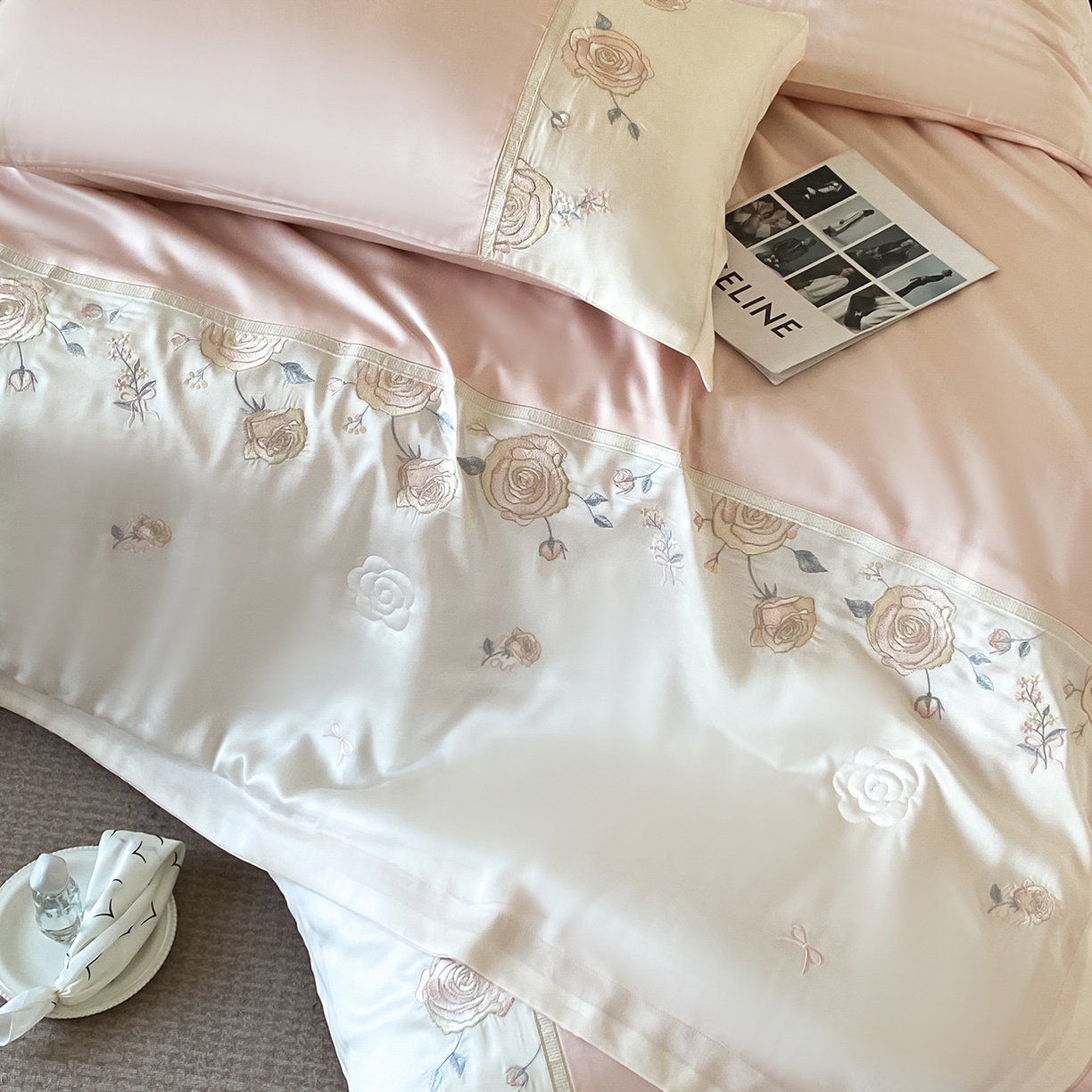 91家纺网 家纺一手货源 找家纺 置顶家纺 2026新款水洗天丝夏被四件套-夏日甜甜 夏日甜甜-粉色