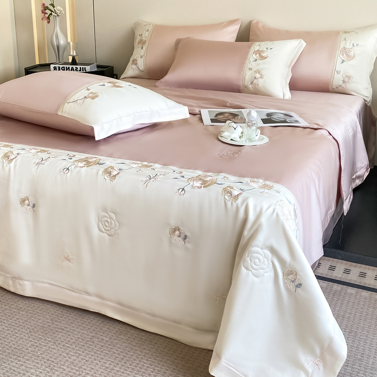 91家纺网 家纺一手货源 找家纺 置顶家纺 2026新款水洗天丝夏被四件套-夏日甜甜 夏日甜甜-豆紫