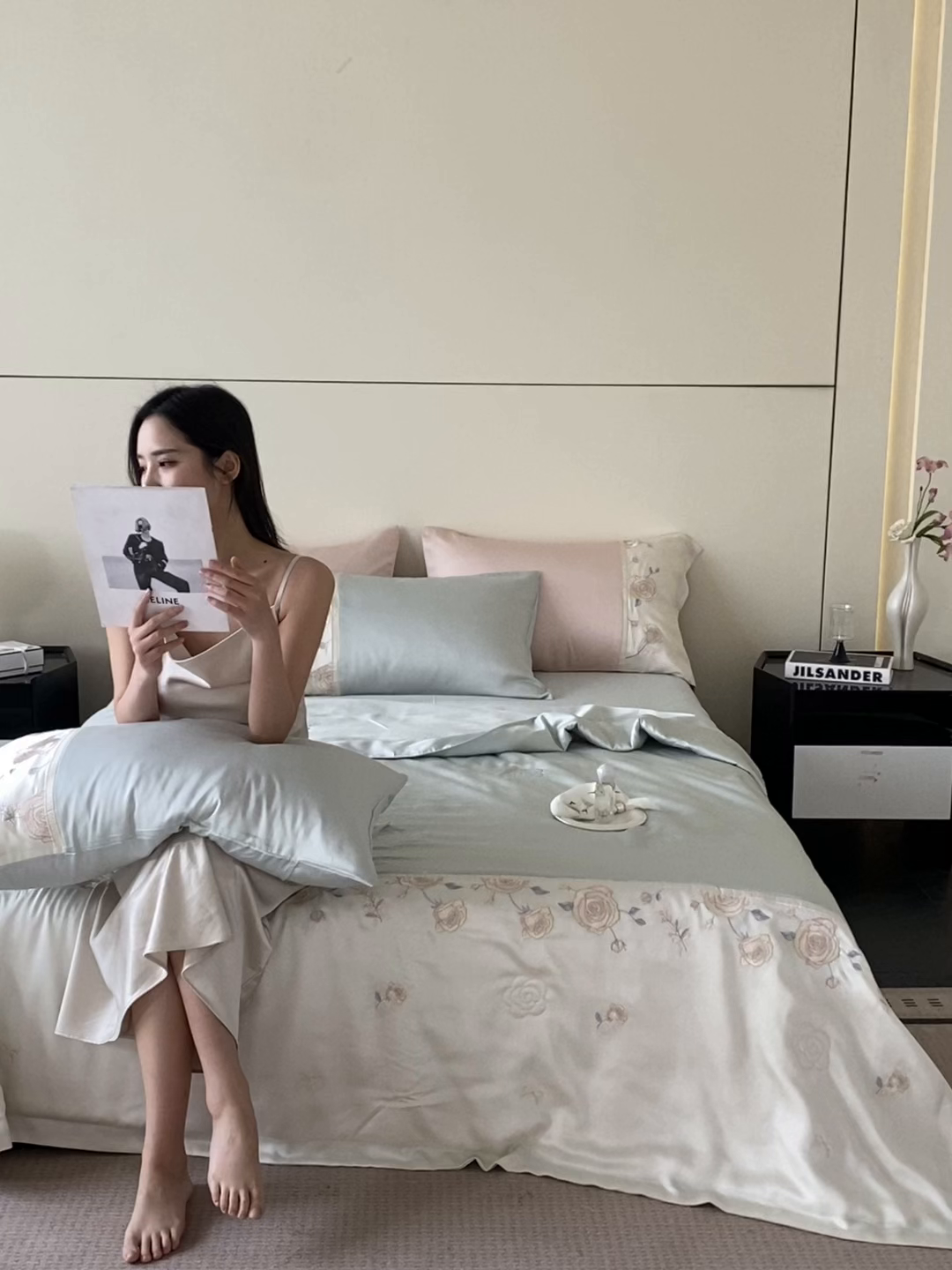 91家纺网 家纺一手货源 找家纺 置顶家纺 2026新款水洗天丝夏被四件套-夏日甜甜 夏日甜甜-浅蓝