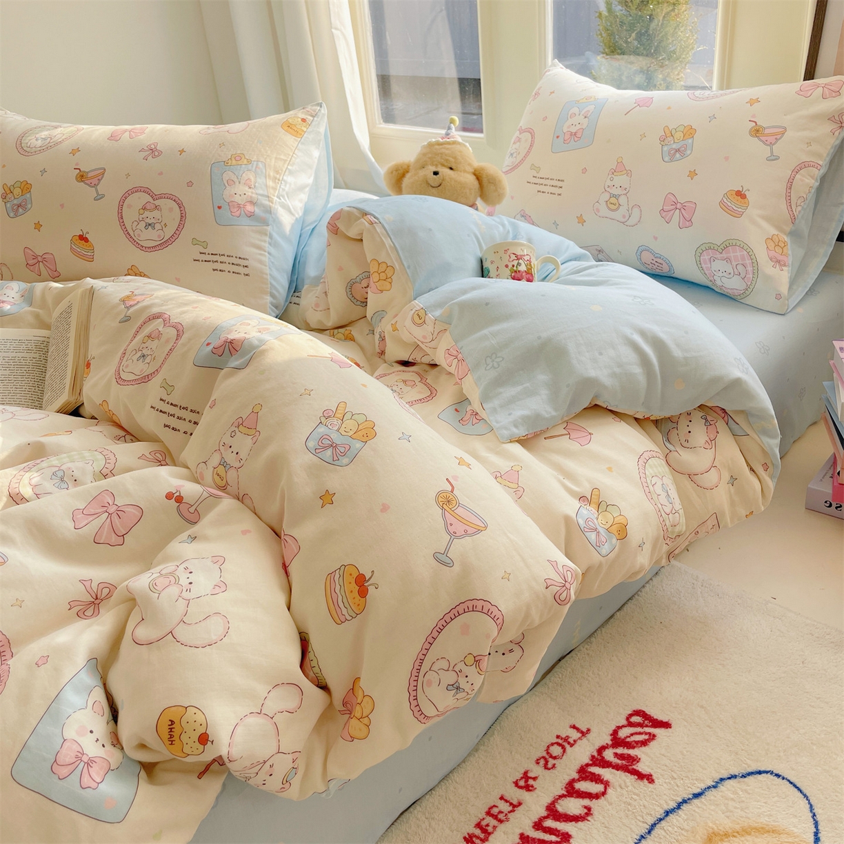 91家纺网 家纺一手货源 找家纺 （总）盛秋家纺 2026新款卡通款A类水洗棉印花四件套