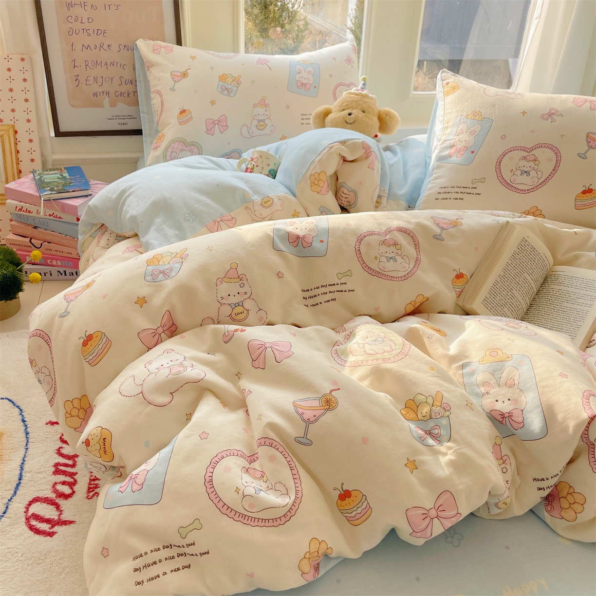 91家纺网 家纺一手货源 找家纺 （总）盛秋家纺 2026新款卡通款A类水洗棉印花四件套