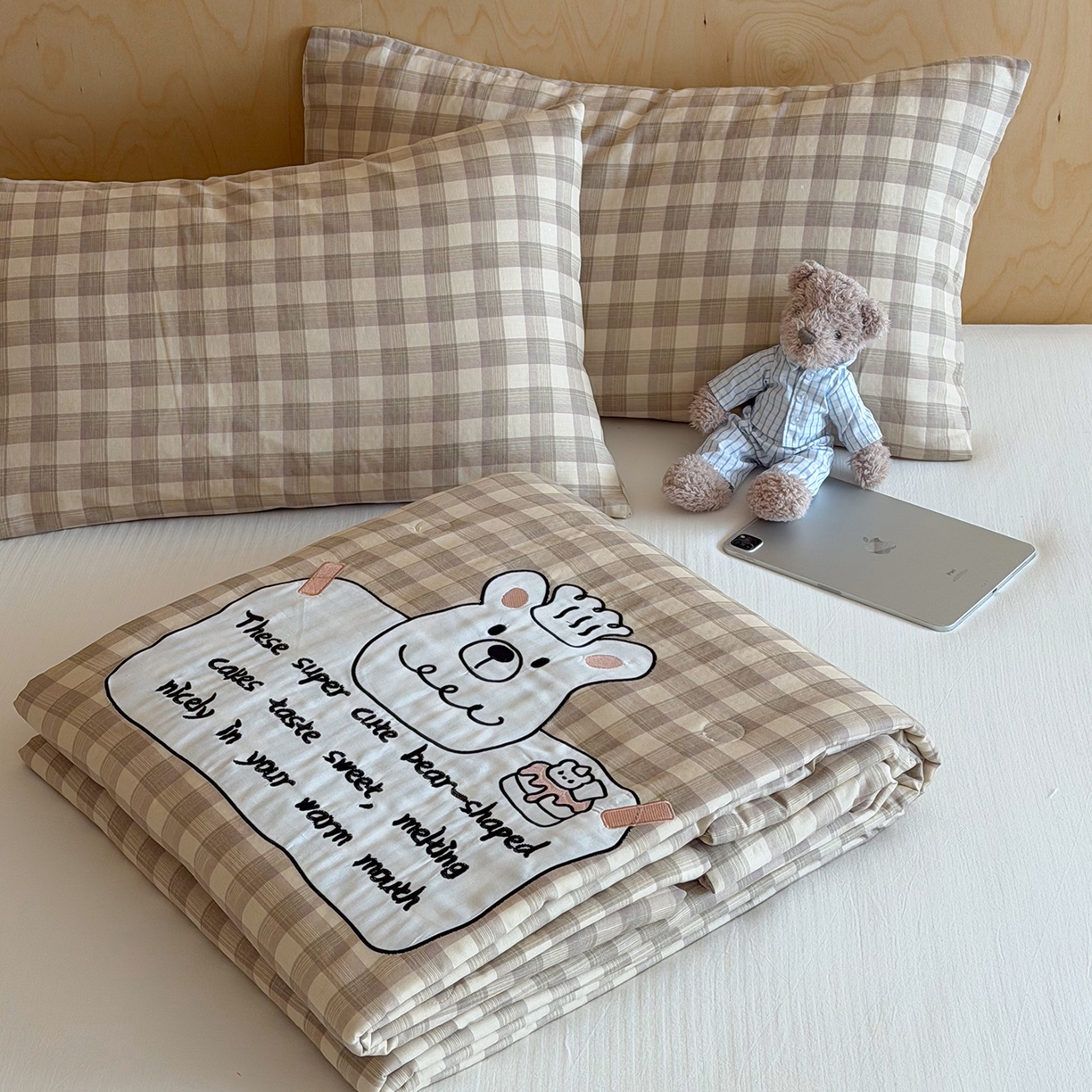 91家纺网 家纺一手货源 找家纺 （总）一加一 2026新款全棉纯棉双层纱贴布绣大豆夏被夏凉被空调被-格格乐园