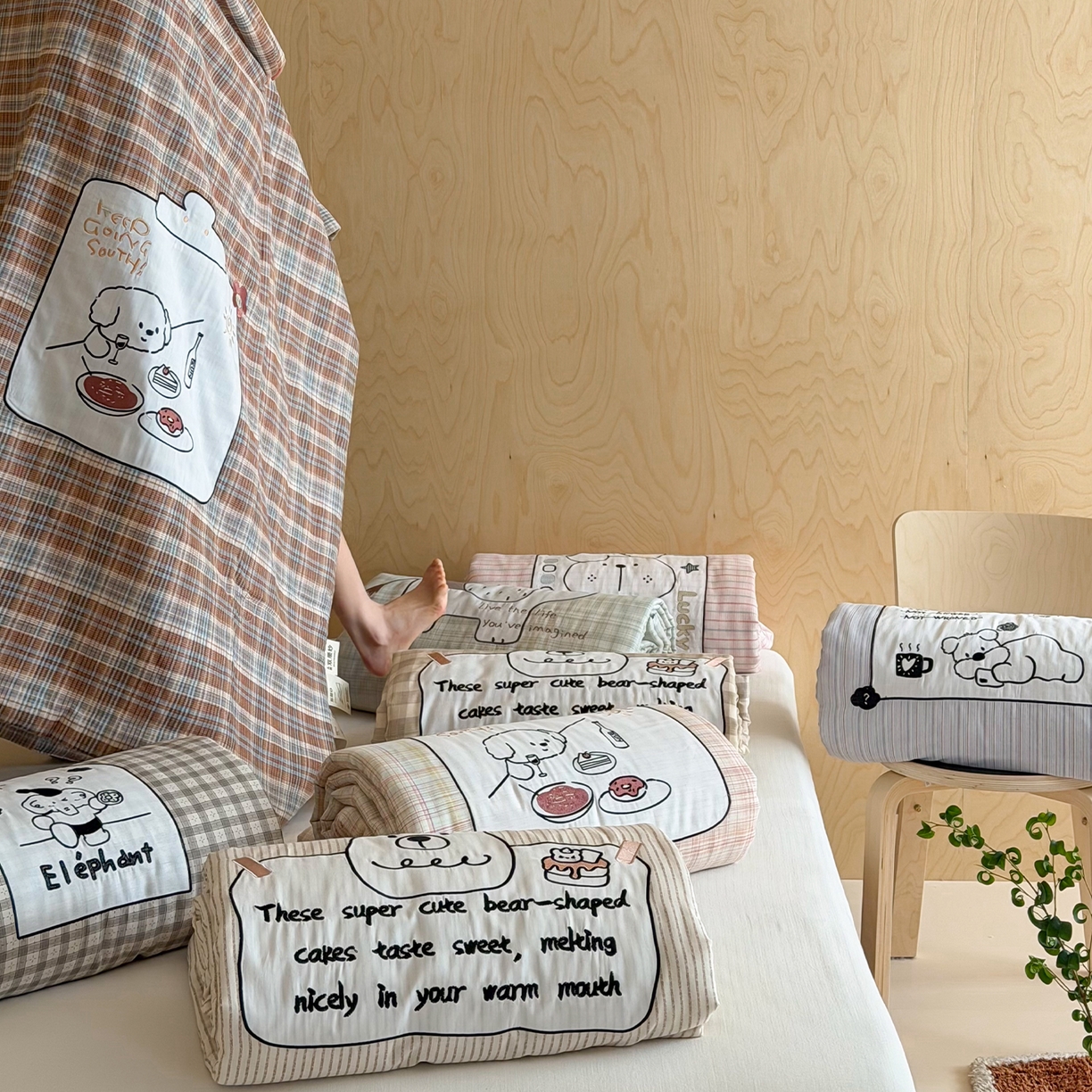 91家纺网 家纺一手货源 找家纺 （总）一加一 2026新款全棉纯棉双层纱贴布绣大豆夏被夏凉被空调被-格格乐园