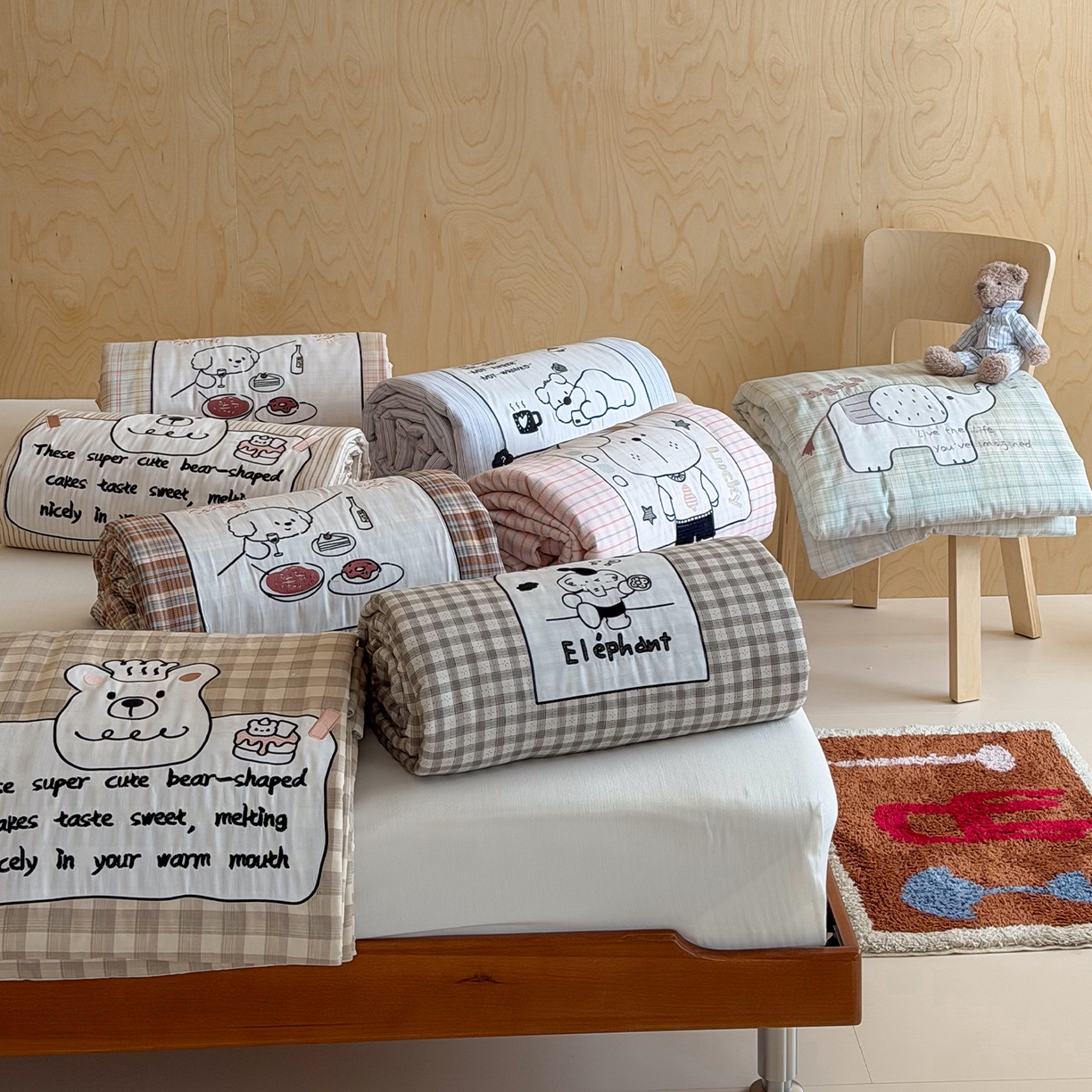 91家纺网 家纺一手货源 找家纺 （总）一加一 2026新款全棉纯棉双层纱贴布绣大豆夏被夏凉被空调被-格格乐园